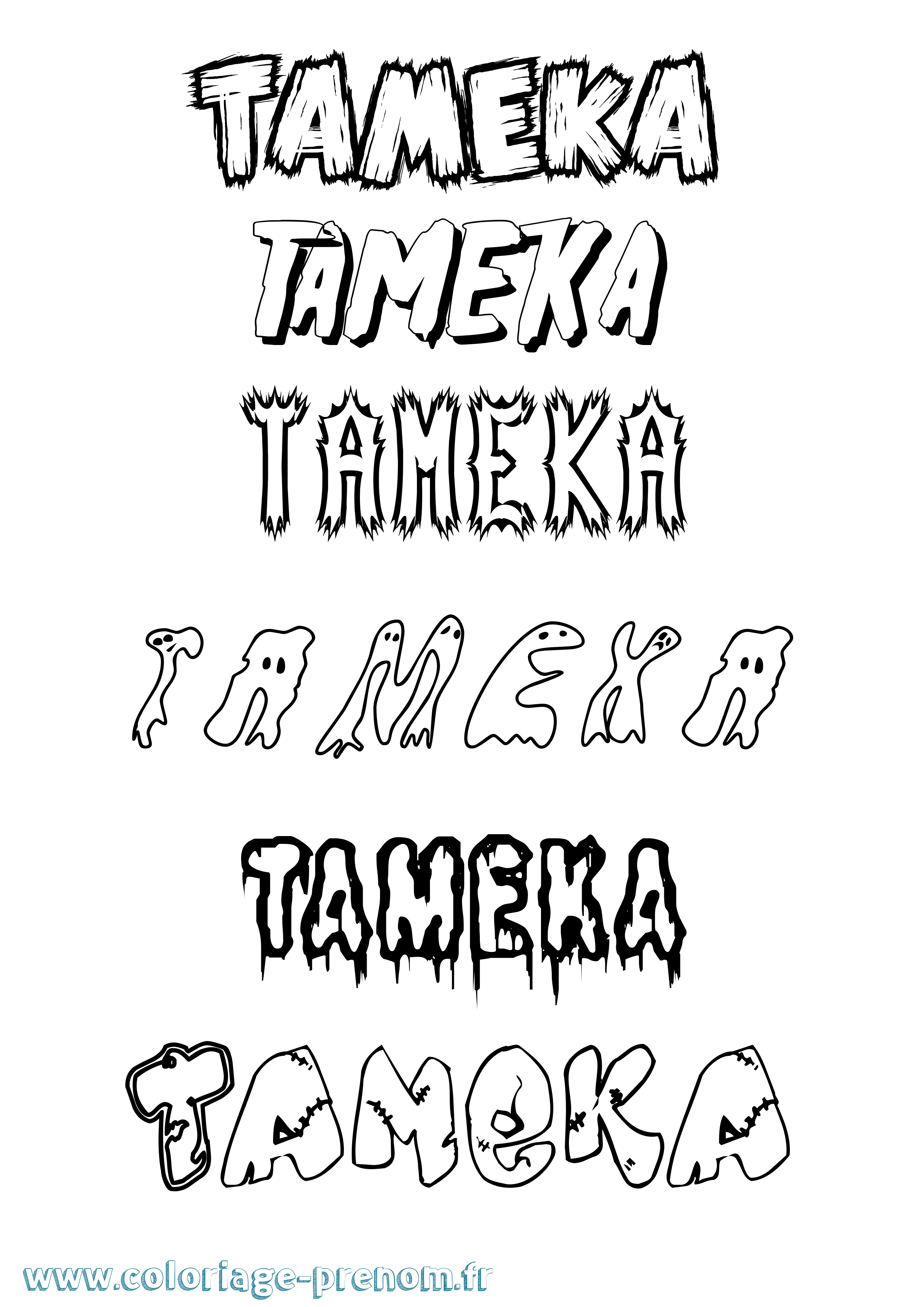 Coloriage Tameka Frisson Coloriage prénom Tameka Frisson