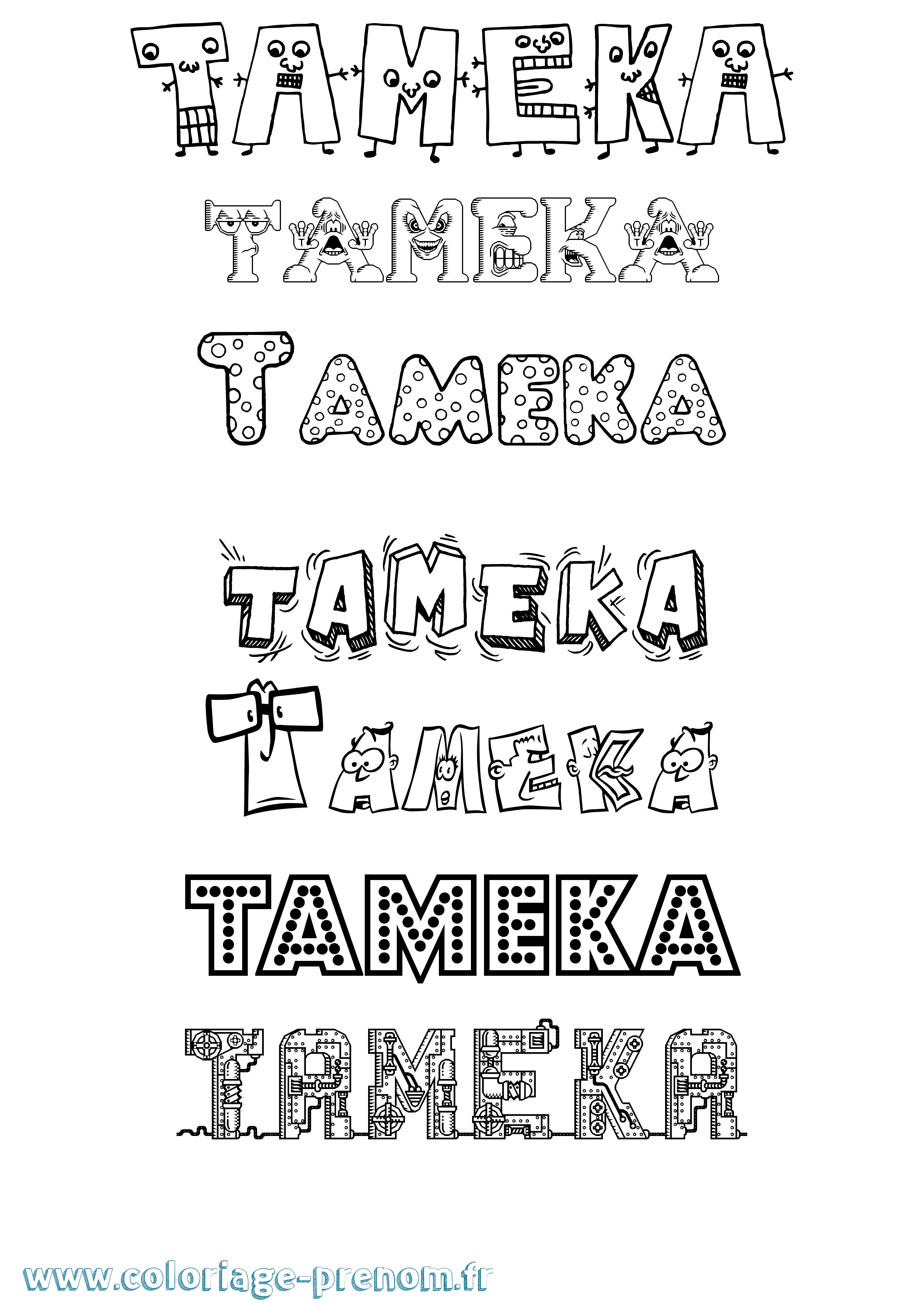 Coloriage Tameka Fun Coloriage prénom Tameka Fun