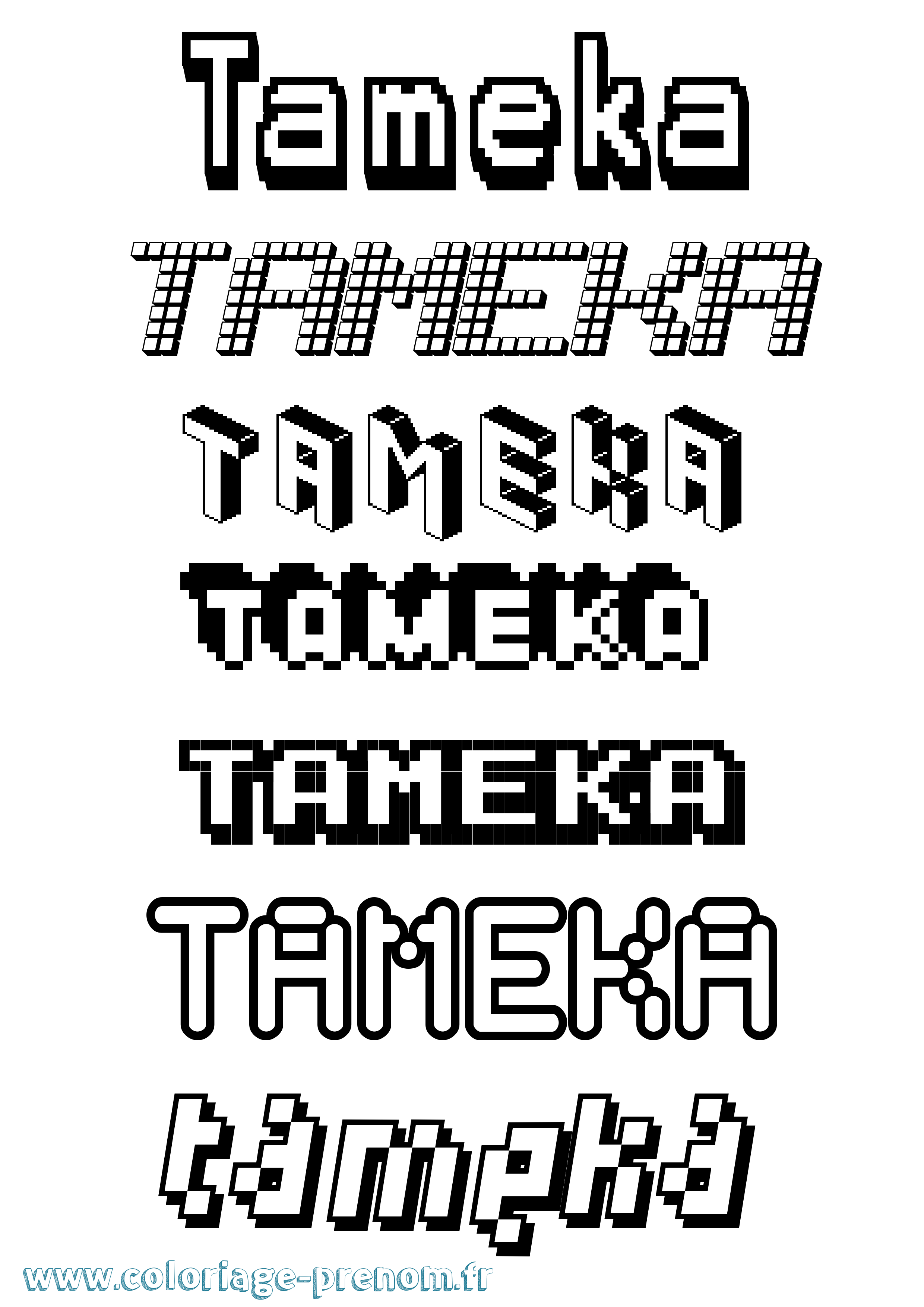 Coloriage Tameka Pixel Coloriage prénom Tameka Pixel