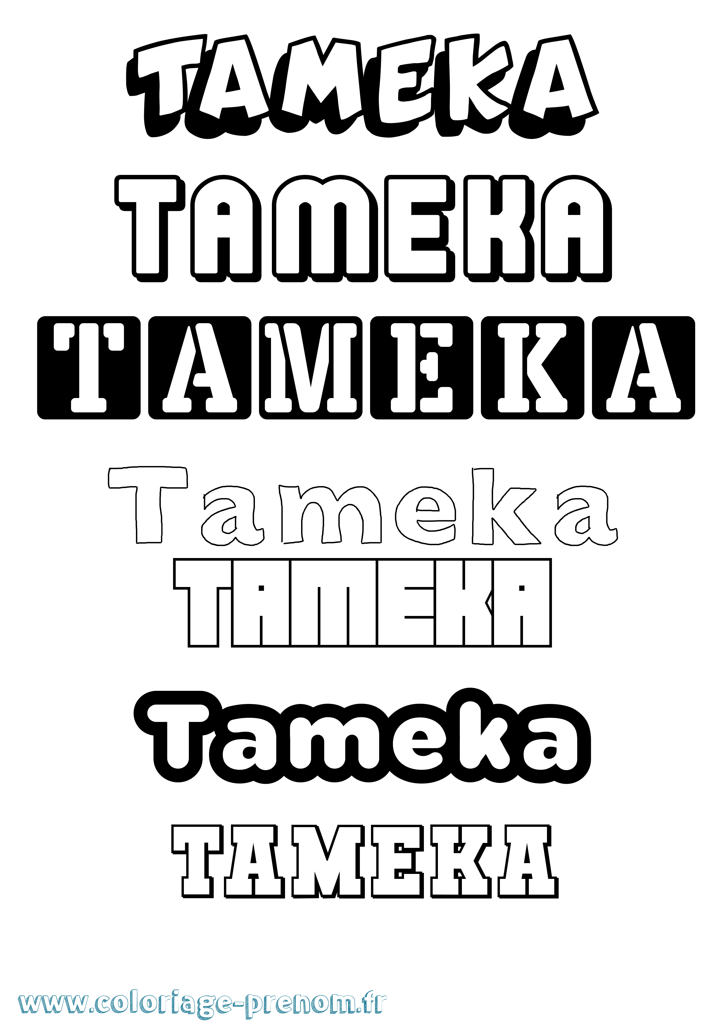 Coloriage Tameka Simple Coloriage prénom Tameka Simple