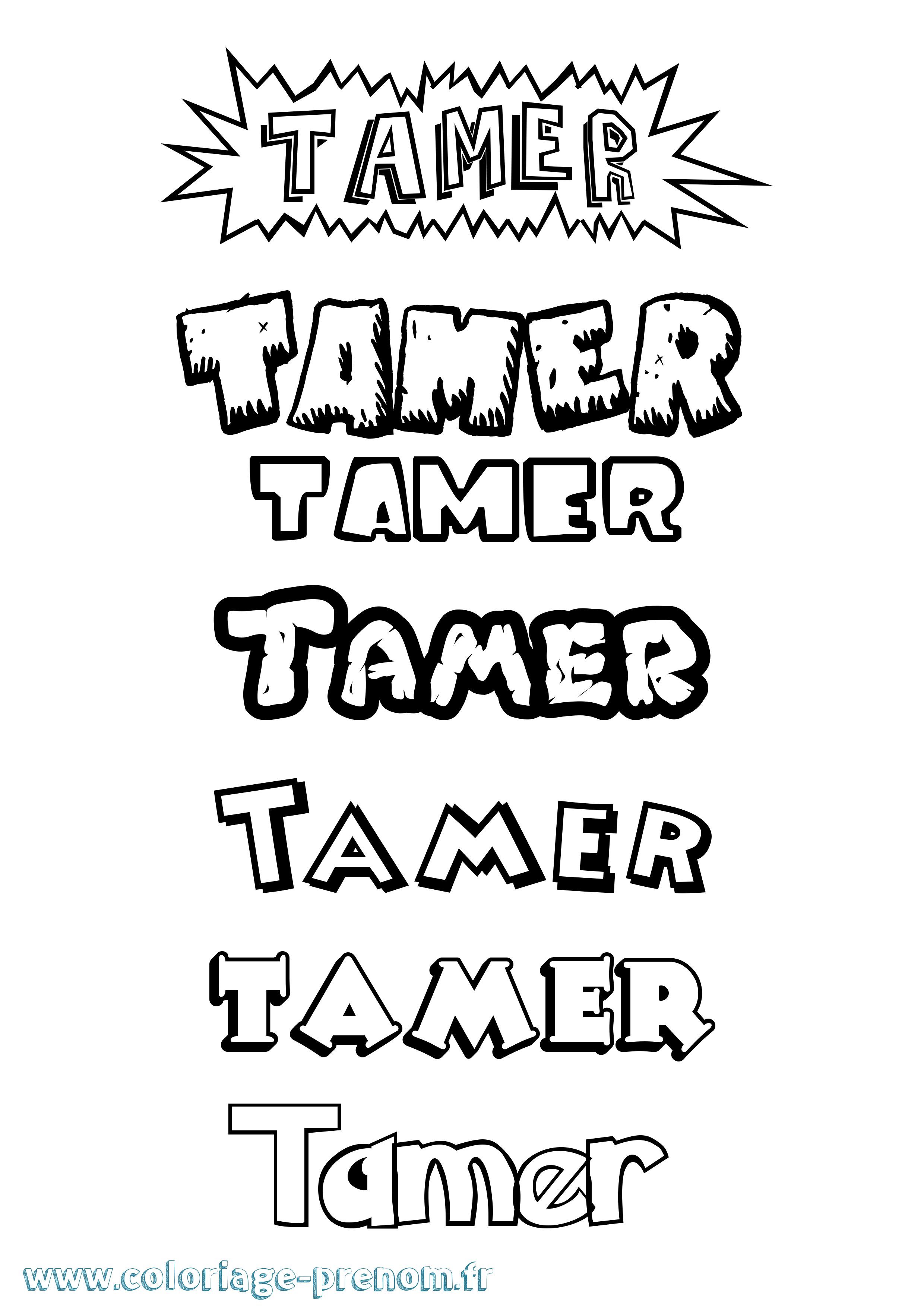 Coloriage Tamer Dessin Animé Coloriage prénom Tamer Dessin Animé