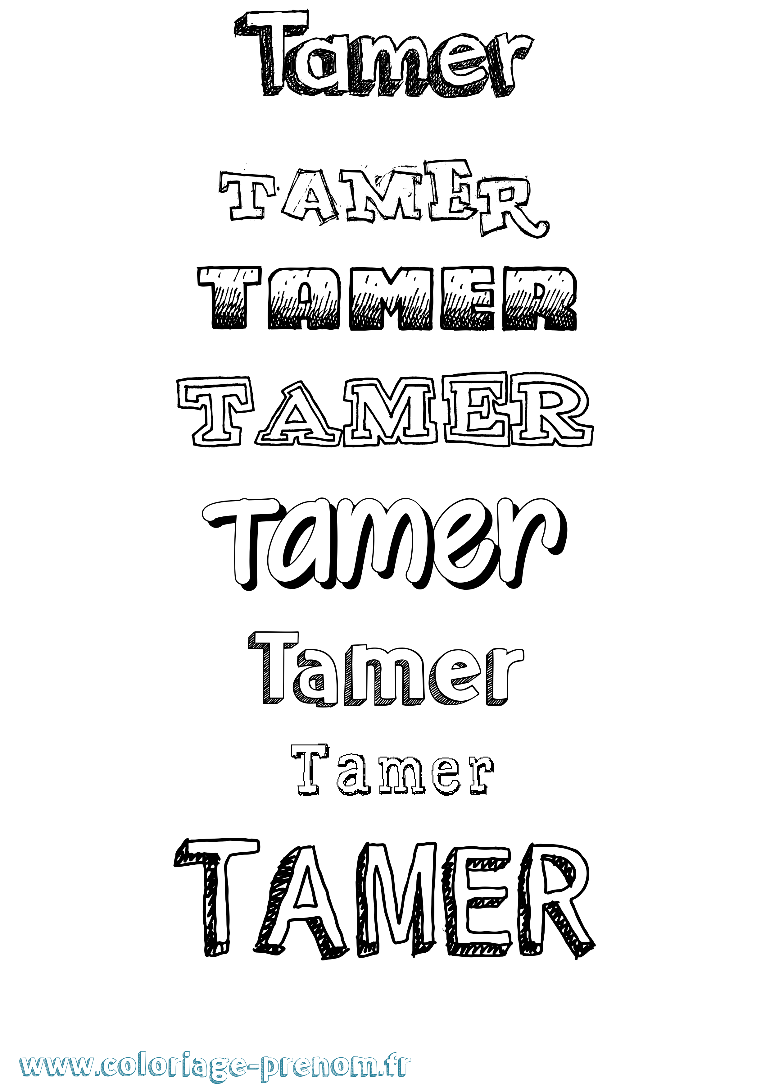 Coloriage Tamer Dessiné Coloriage prénom Tamer Dessiné