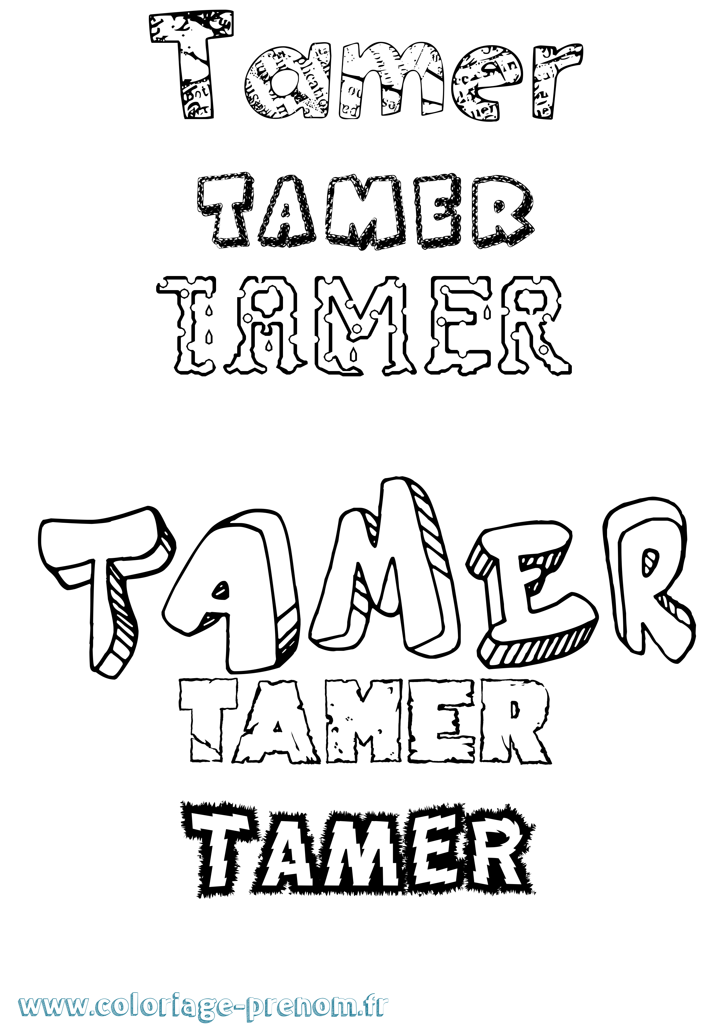 Coloriage Tamer Destructuré Coloriage prénom Tamer Destructuré