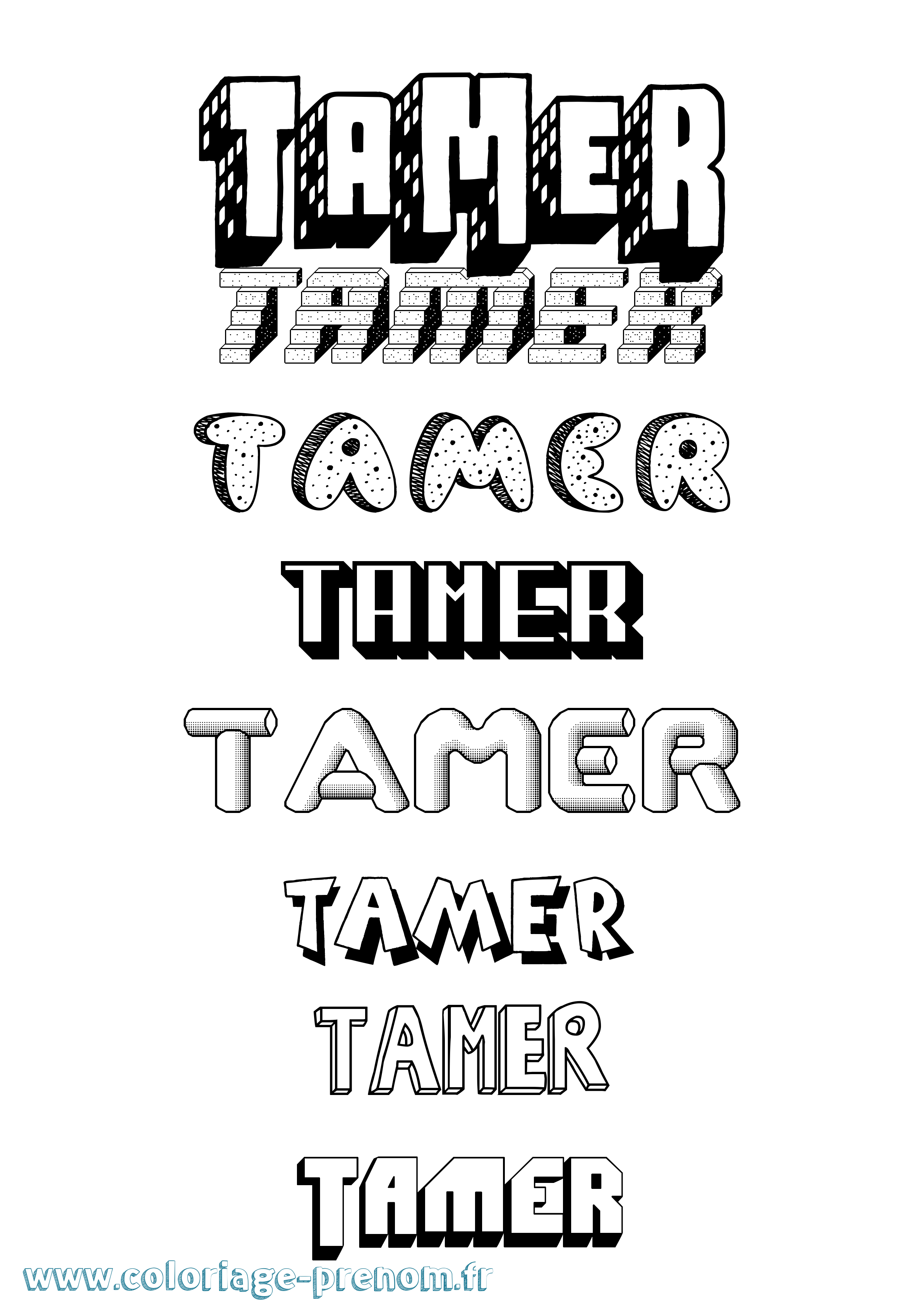 Coloriage Tamer Effet 3D Coloriage prénom Tamer Effet 3D