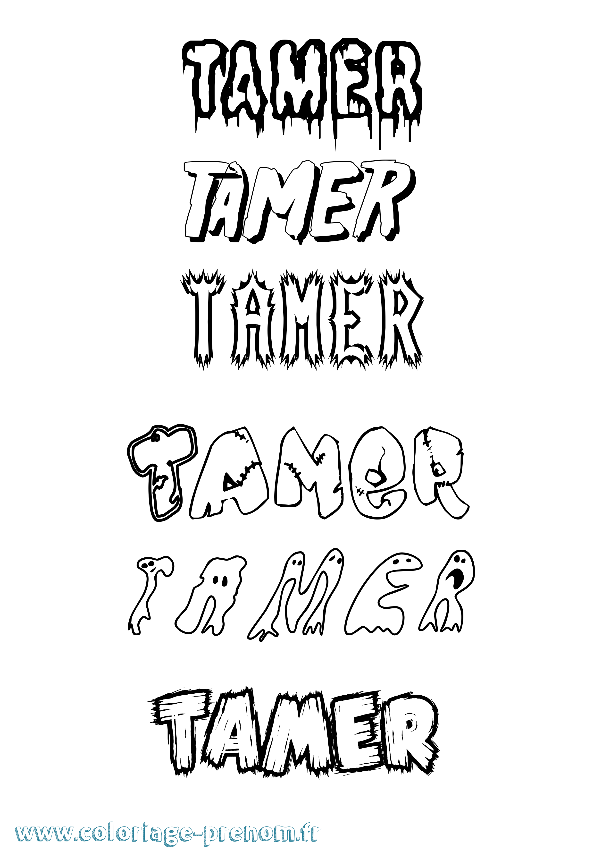 Coloriage Tamer Frisson Coloriage prénom Tamer Frisson