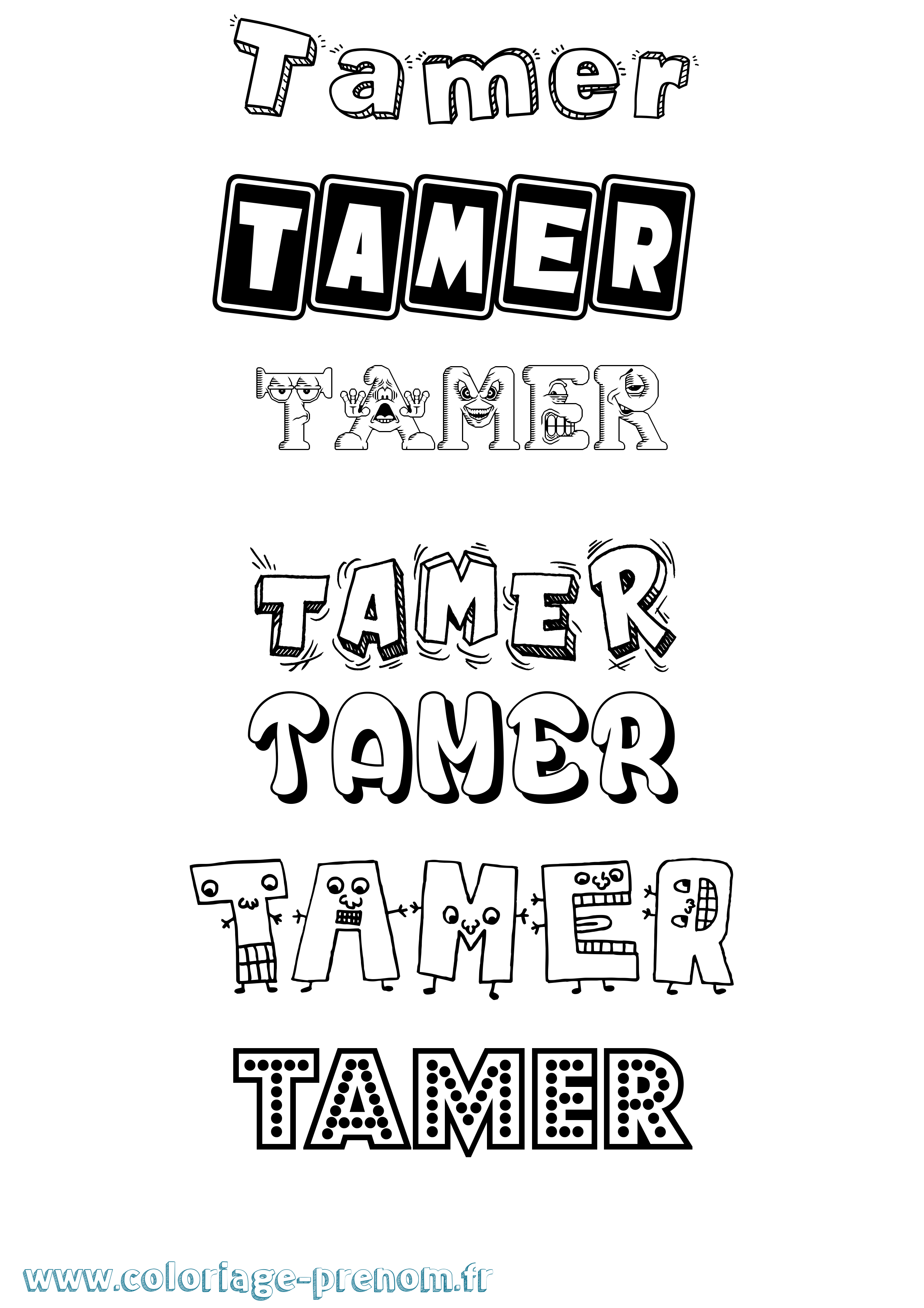 Coloriage Tamer Fun Coloriage prénom Tamer Fun