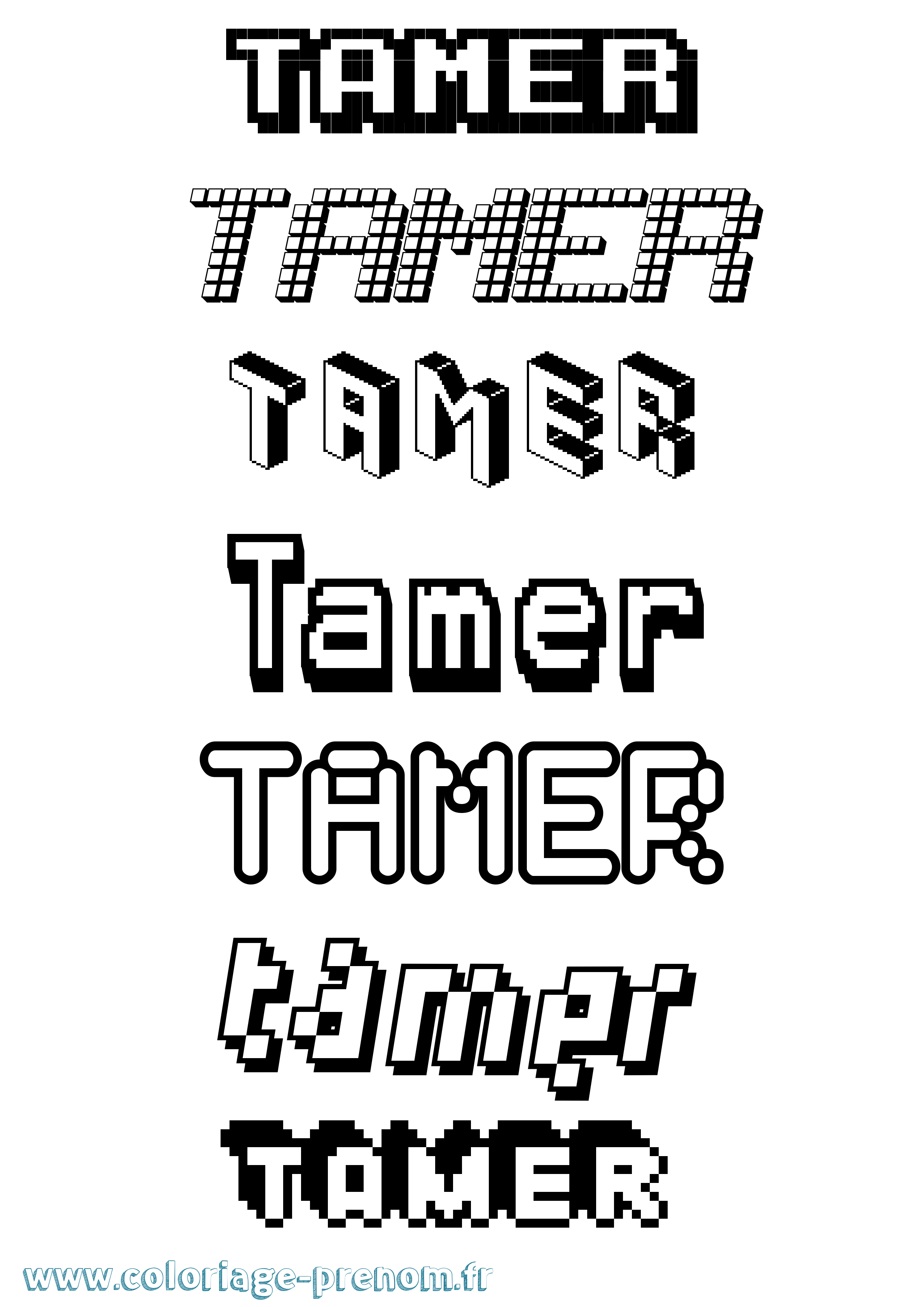 Coloriage Tamer Pixel Coloriage prénom Tamer Pixel