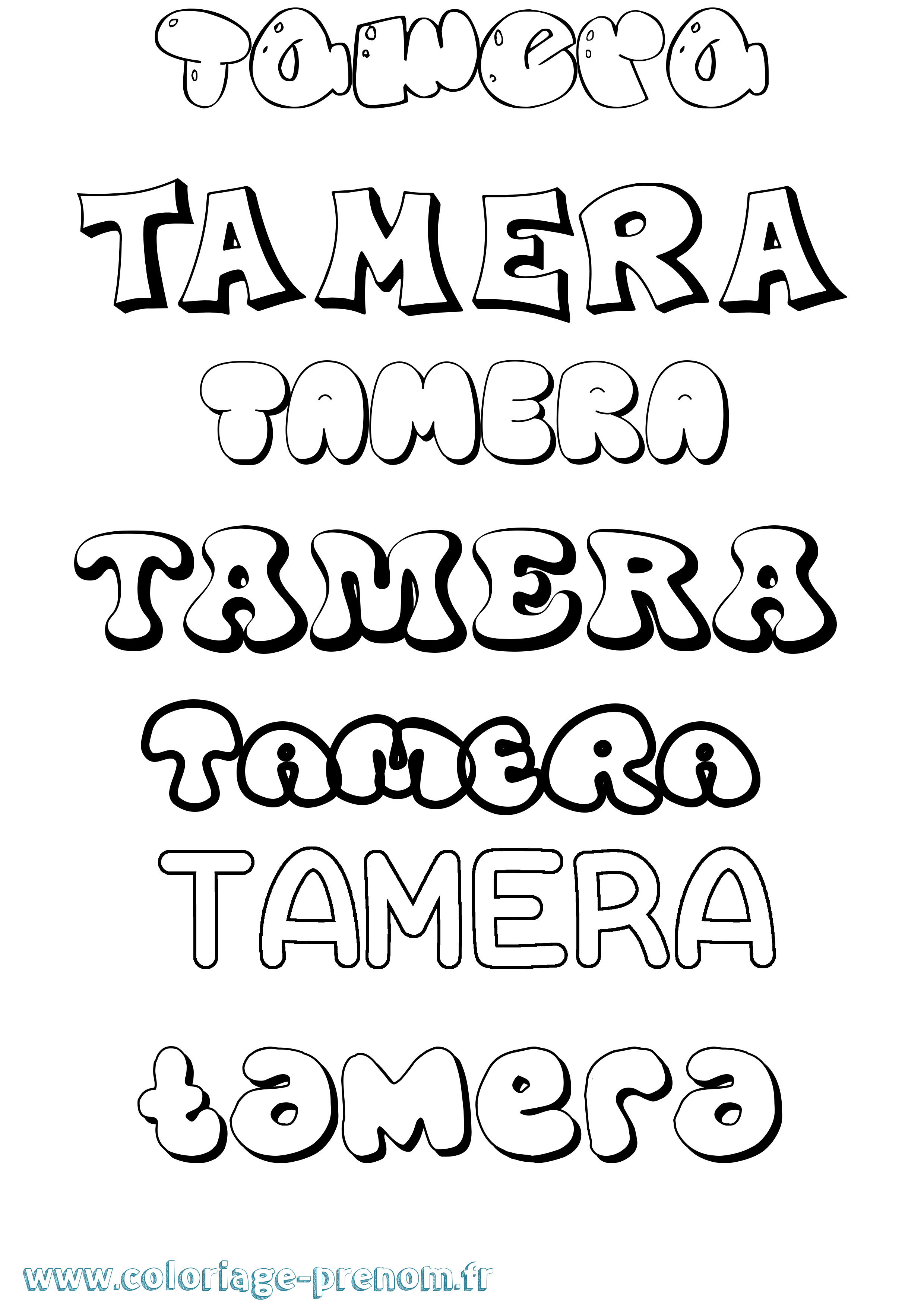 Coloriage Tamera Bubble Coloriage prénom Tamera Bubble