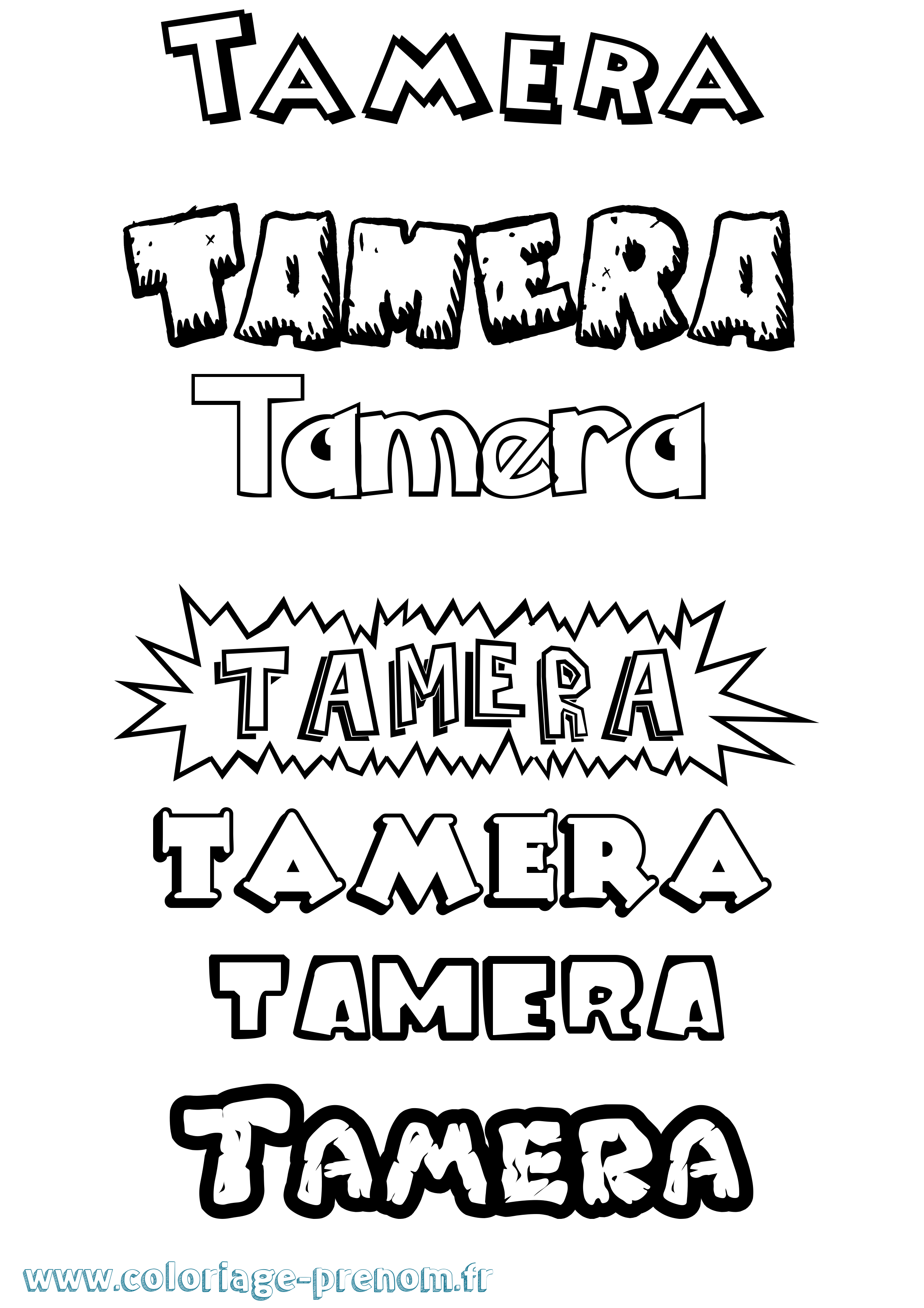 Coloriage prénom Tamera Dessin Animé