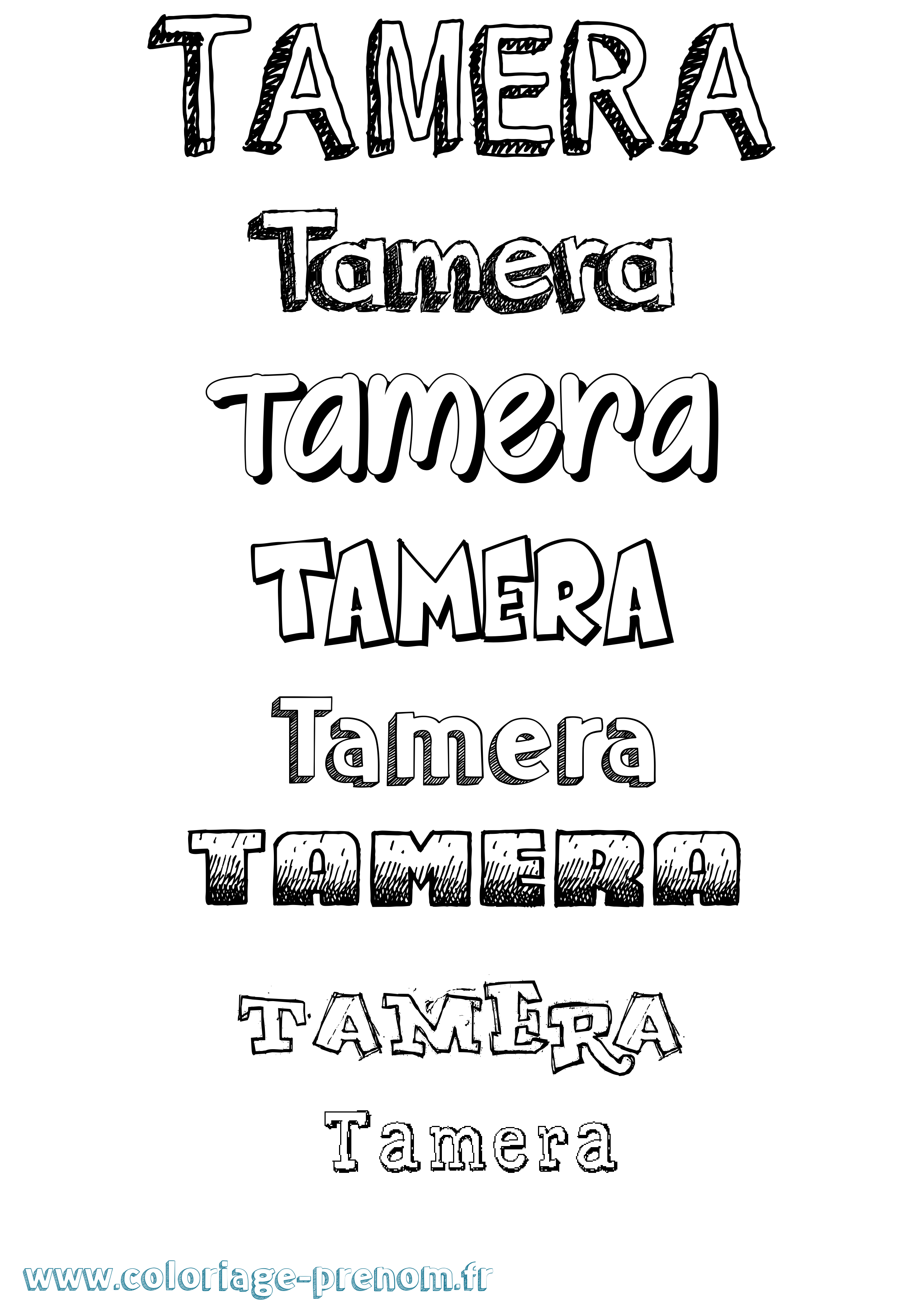 Coloriage prénom Tamera Dessiné
