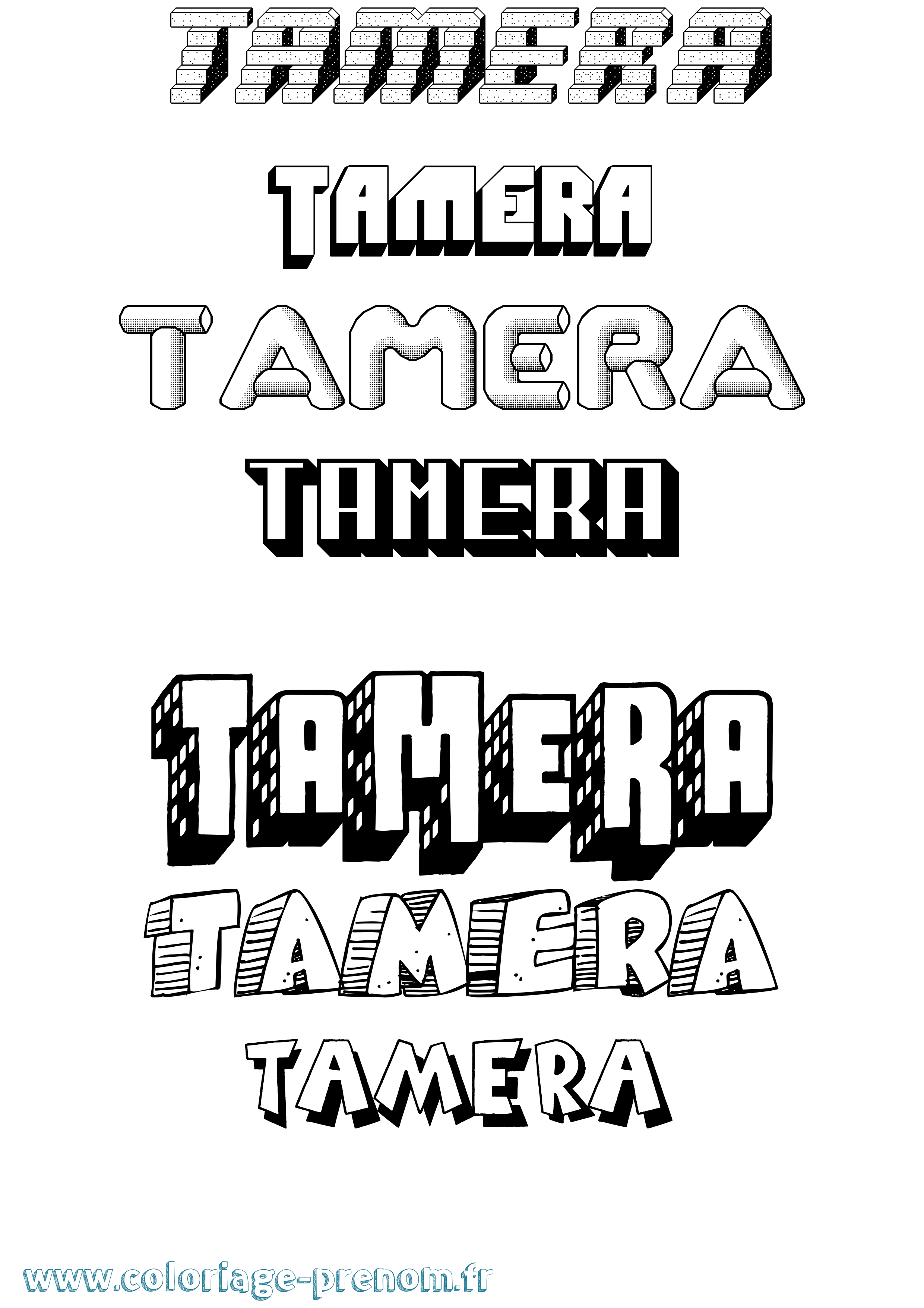Coloriage prénom Tamera Effet 3D