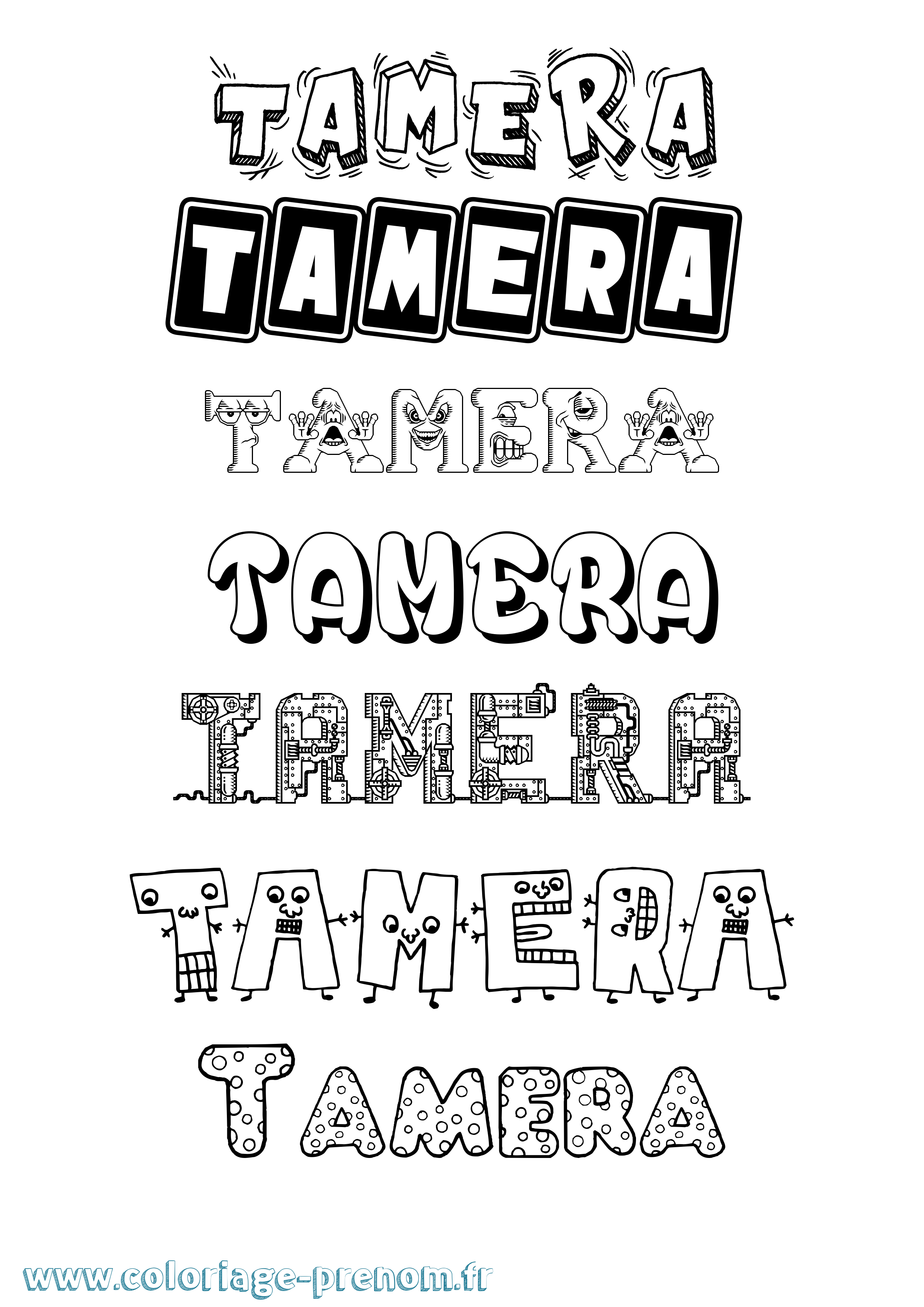 Coloriage prénom Tamera Fun