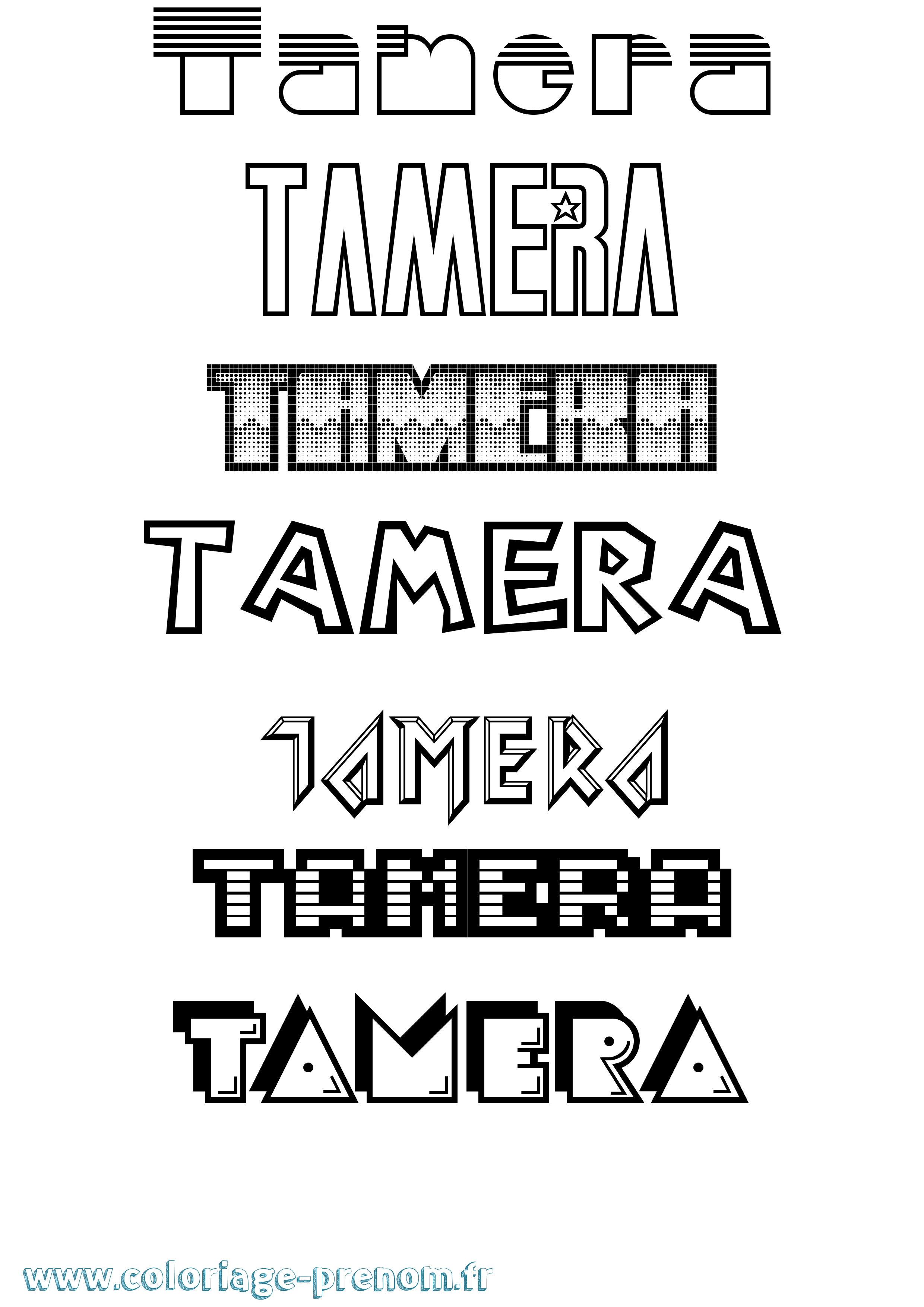 Coloriage prénom Tamera Jeux Vidéos