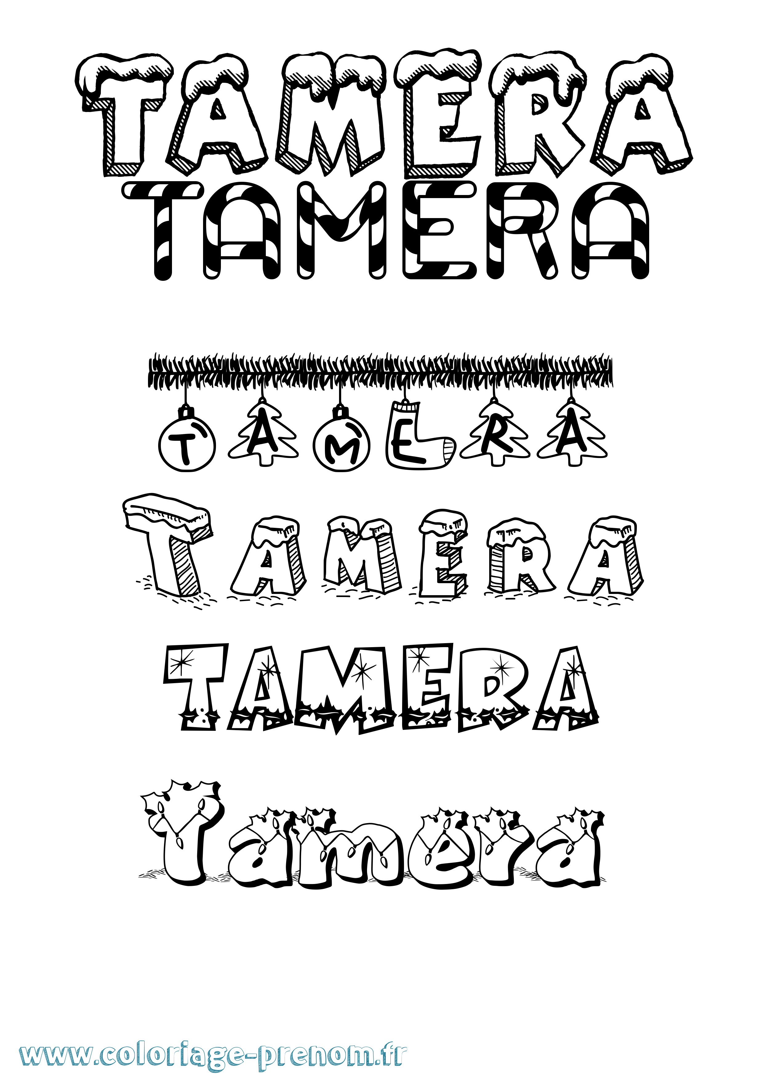 Coloriage Tamera Noël Coloriage prénom Tamera Noël