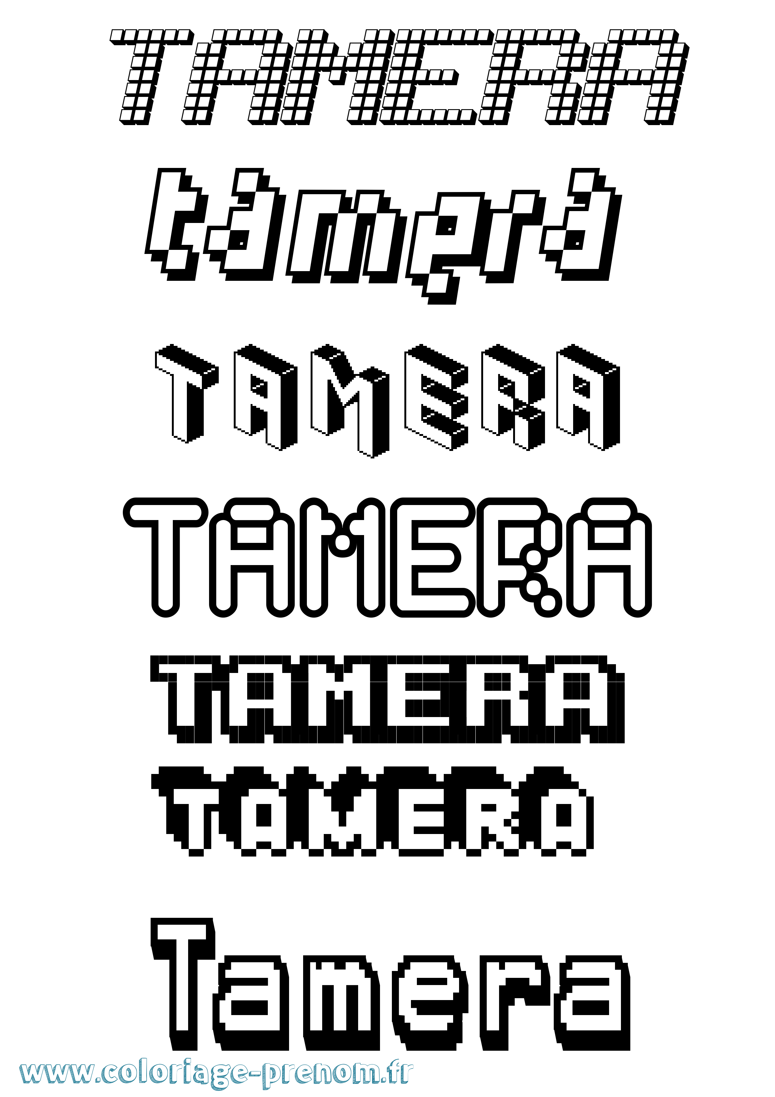 Coloriage prénom Tamera Pixel