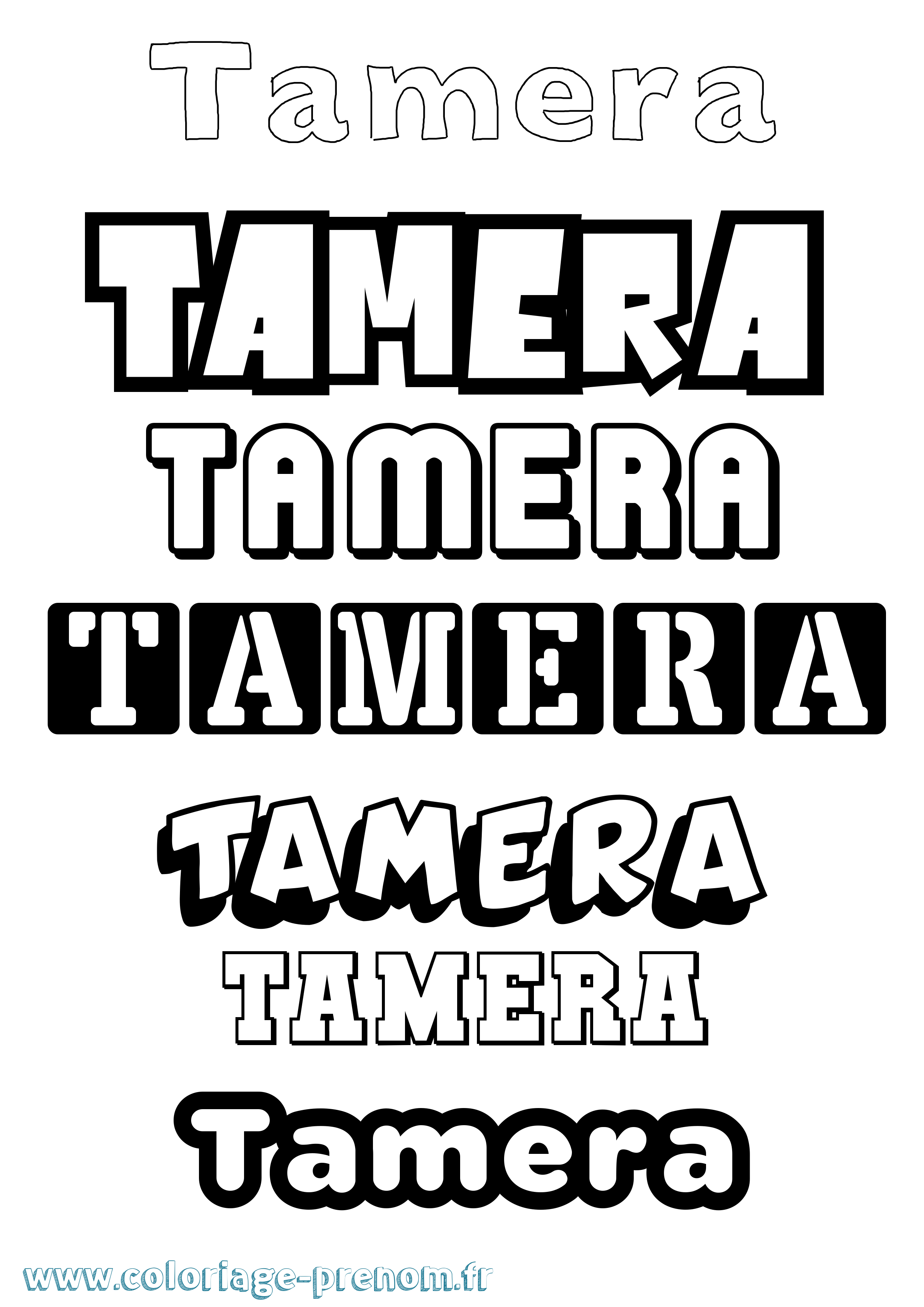 Coloriage prénom Tamera Simple