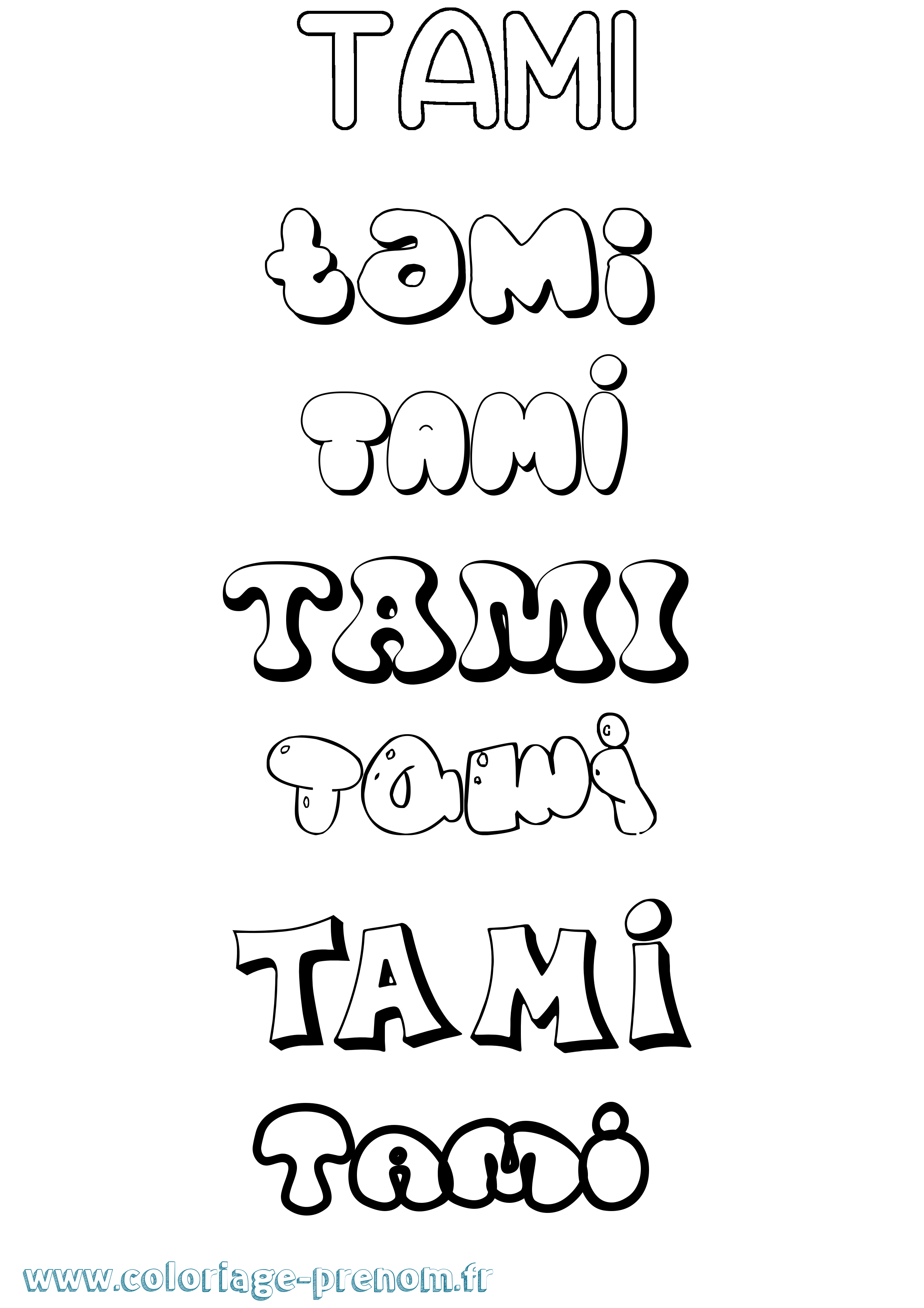 Coloriage prénom Tami Bubble