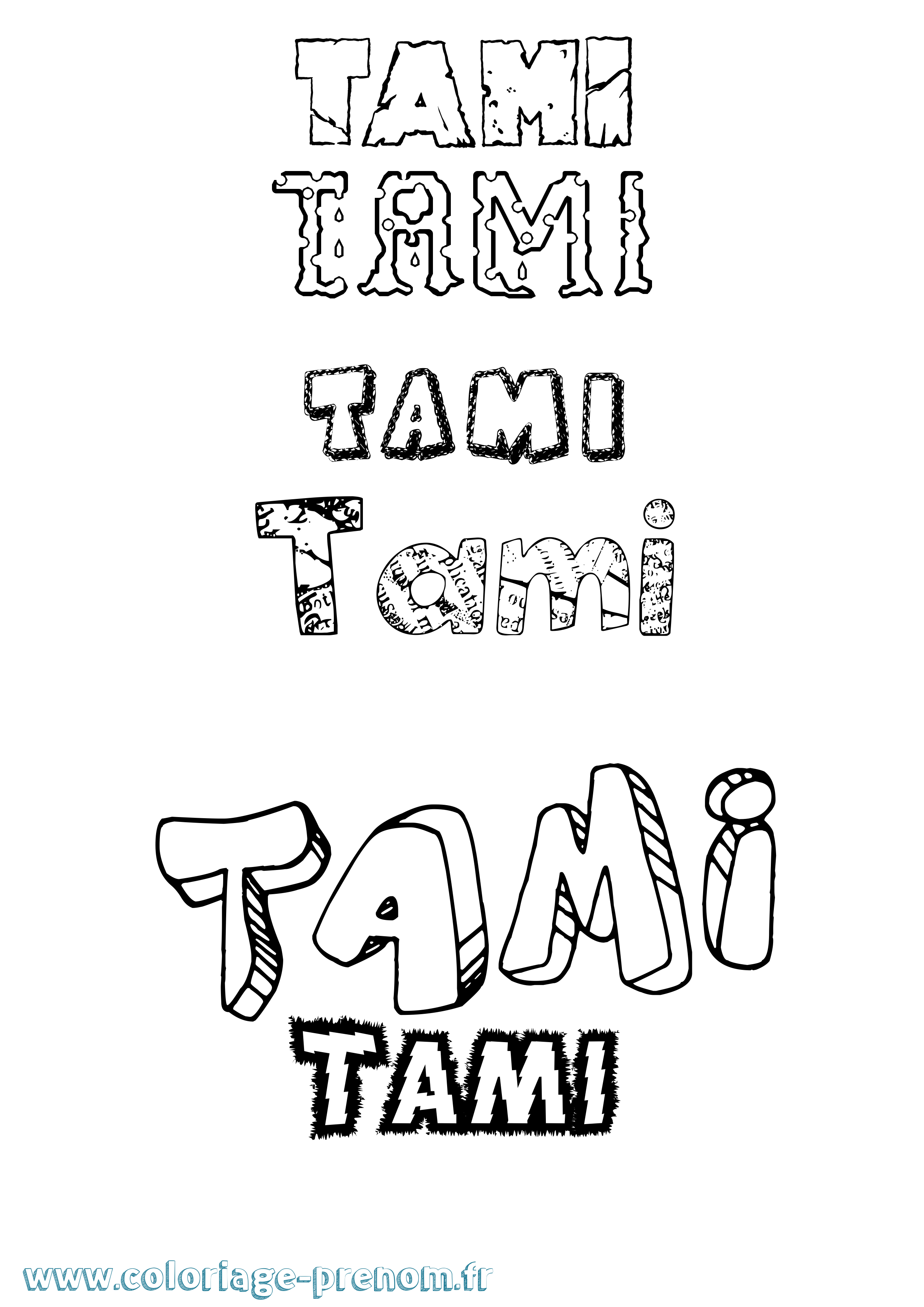 Coloriage prénom Tami Destructuré