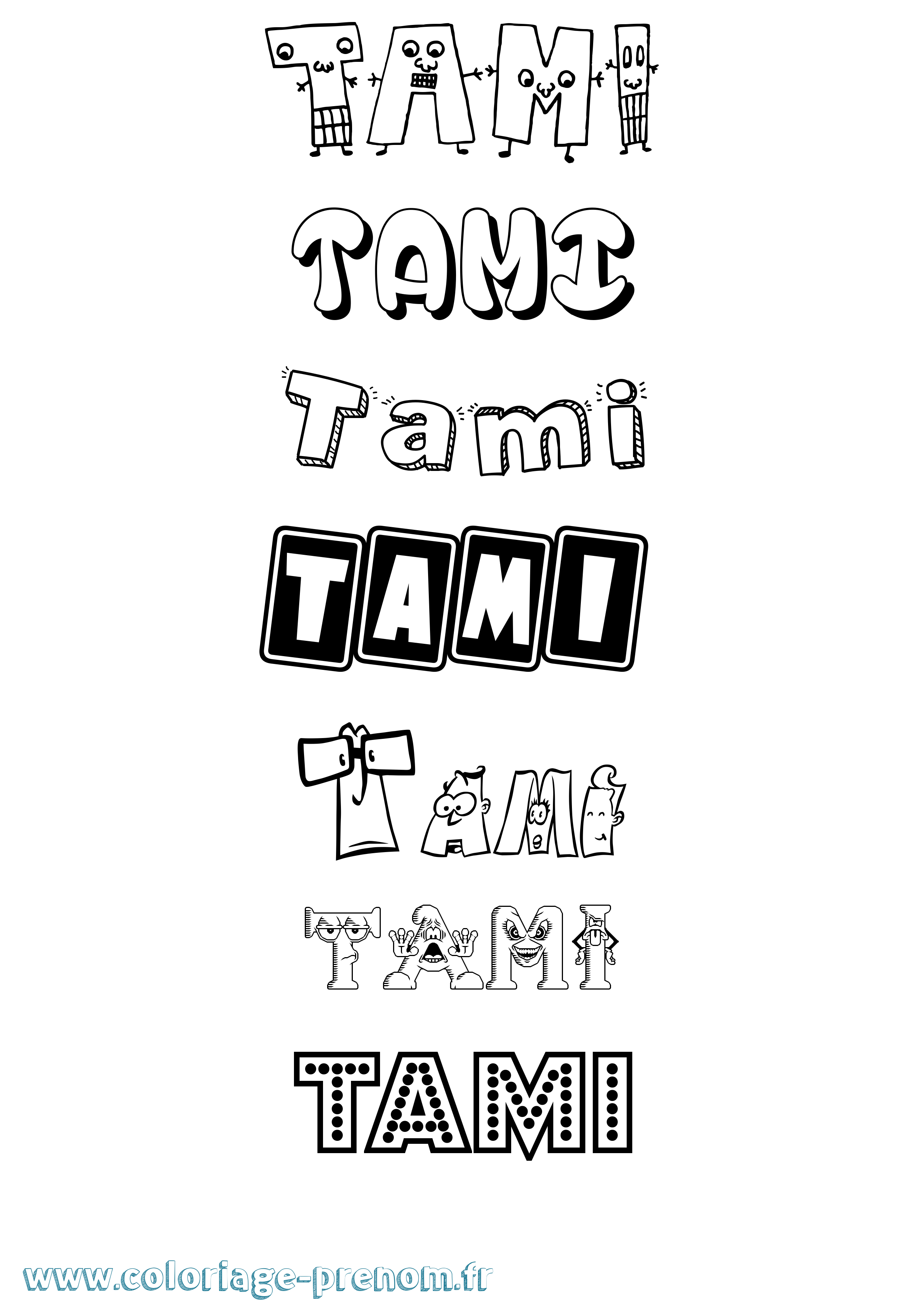 Coloriage prénom Tami Fun