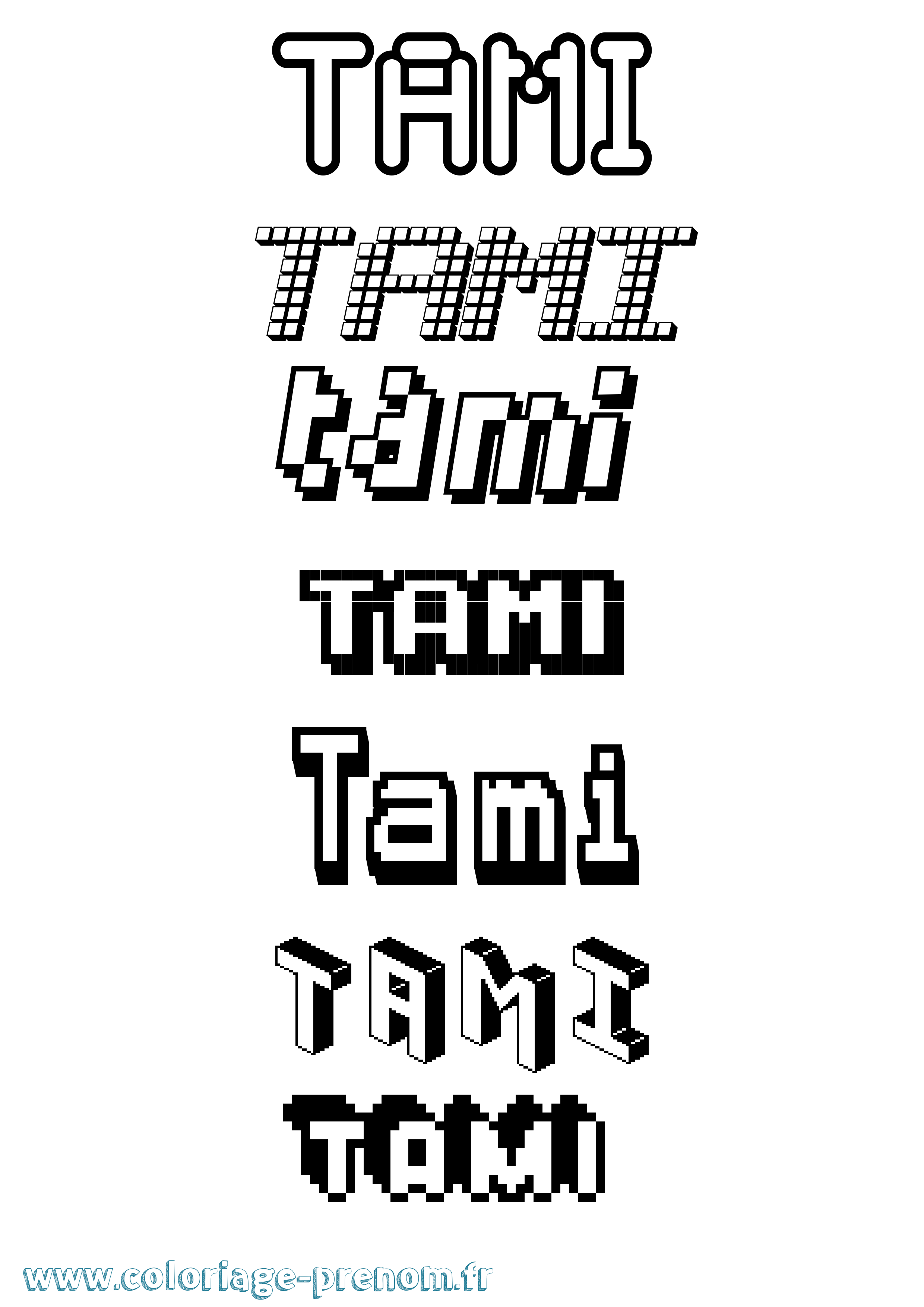 Coloriage prénom Tami Pixel