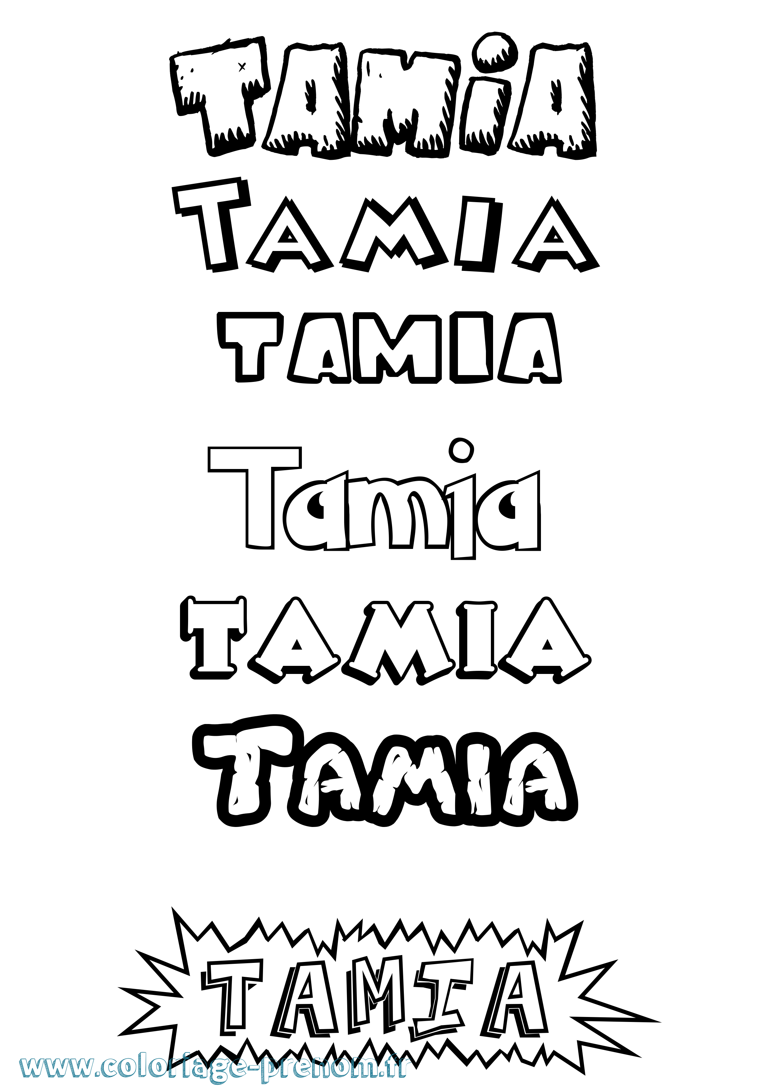 Coloriage prénom Tamia Dessin Animé