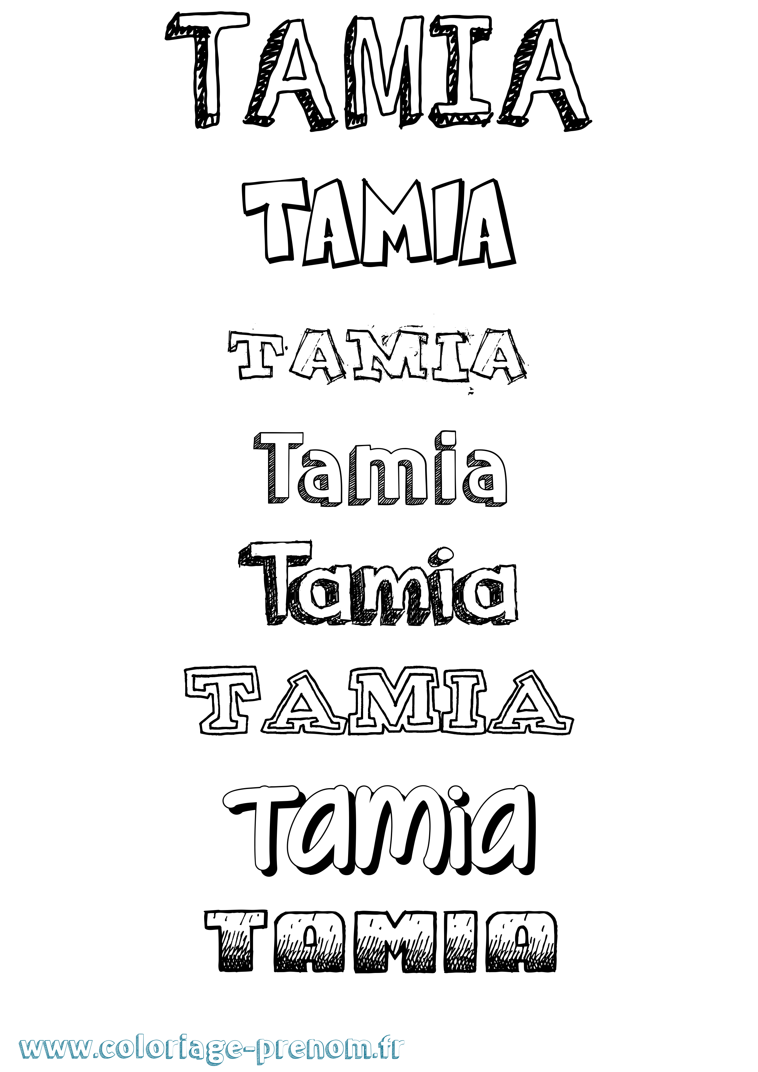 Coloriage prénom Tamia Dessiné