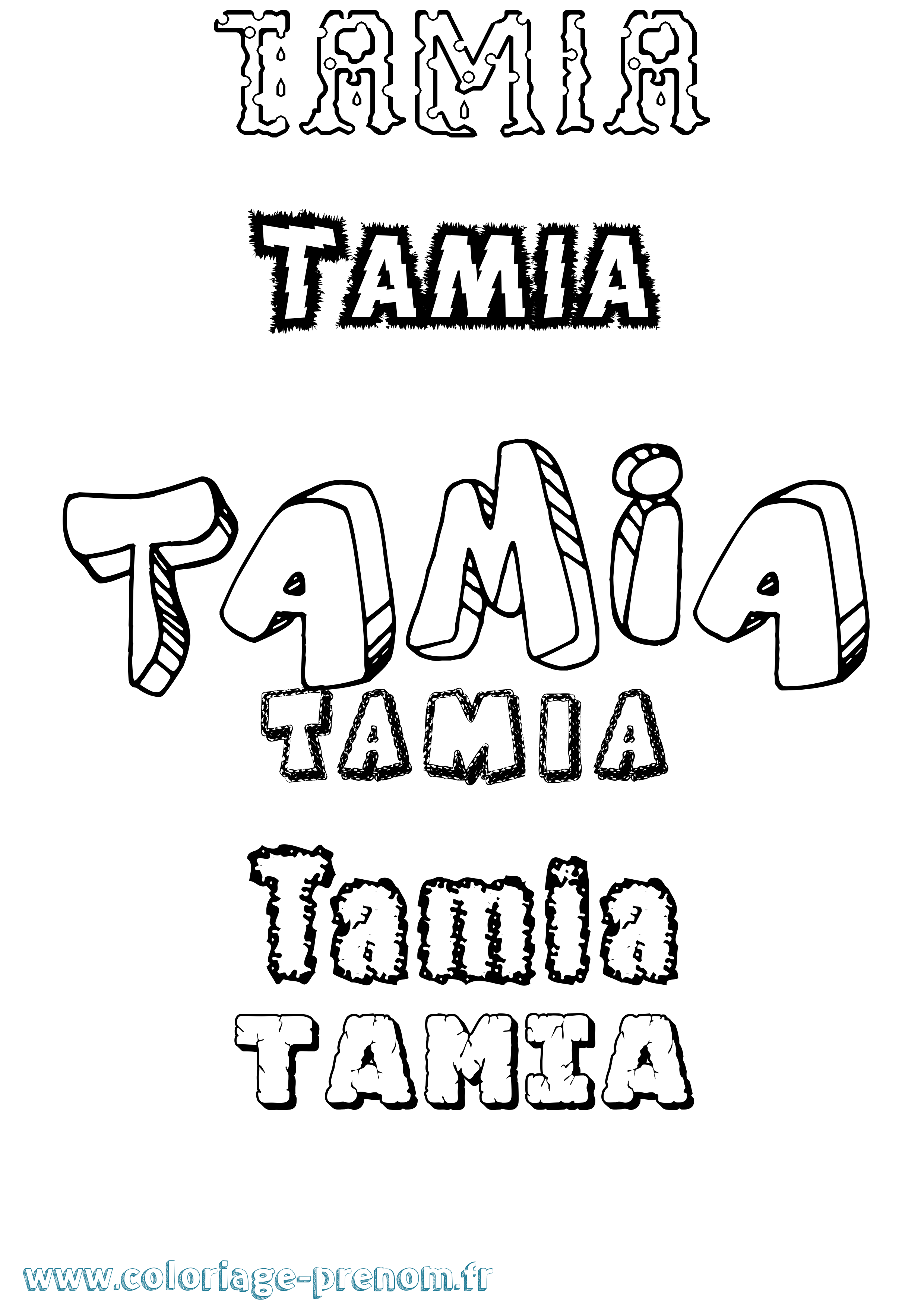 Coloriage prénom Tamia Destructuré