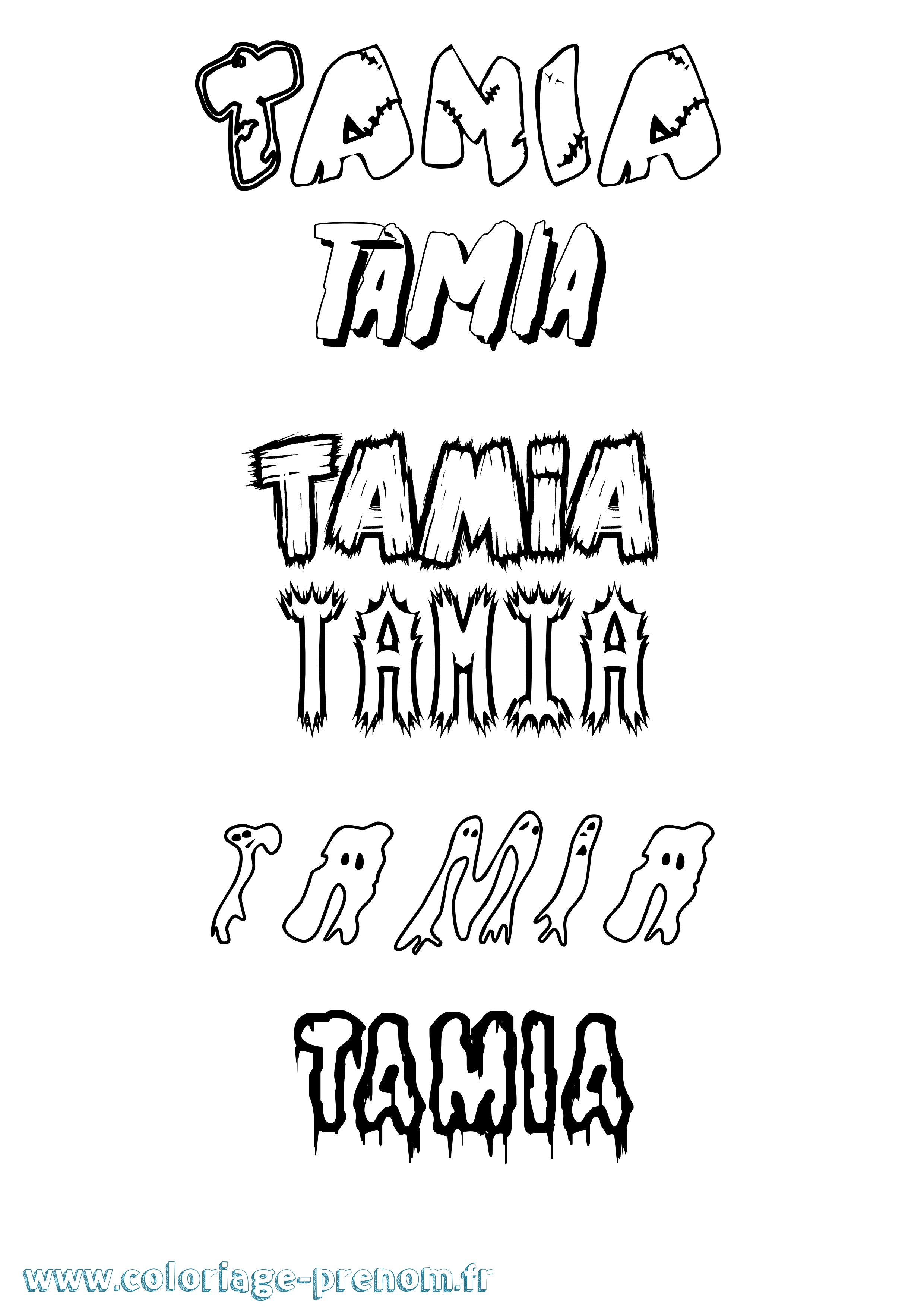 Coloriage prénom Tamia Frisson