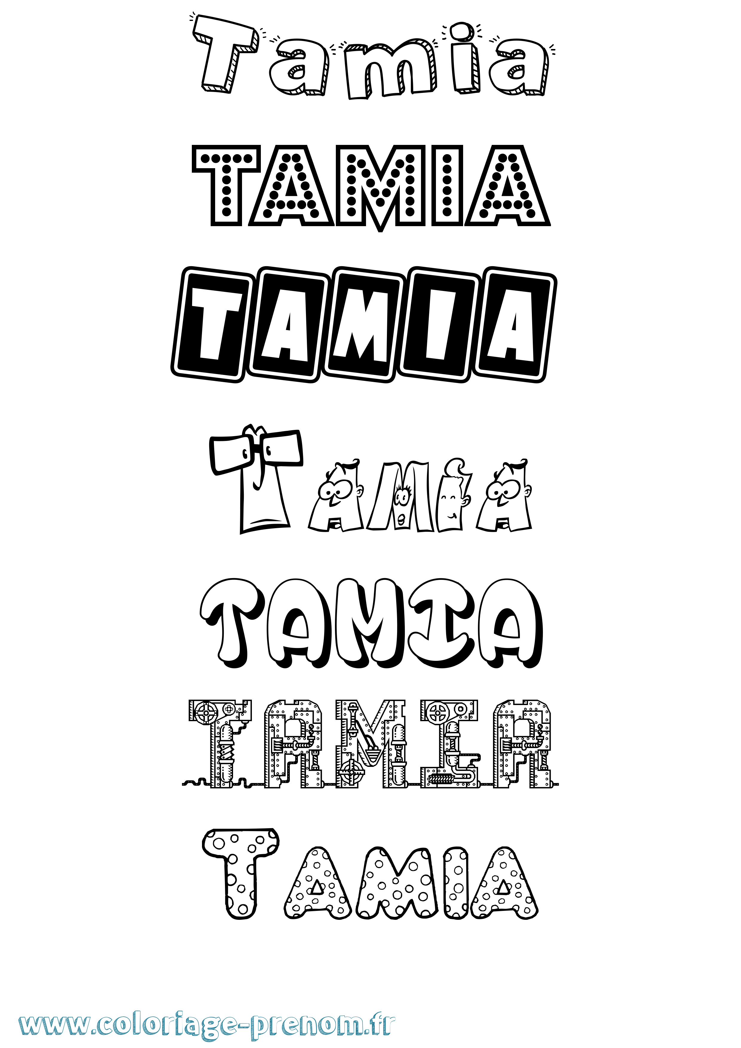 Coloriage prénom Tamia Fun