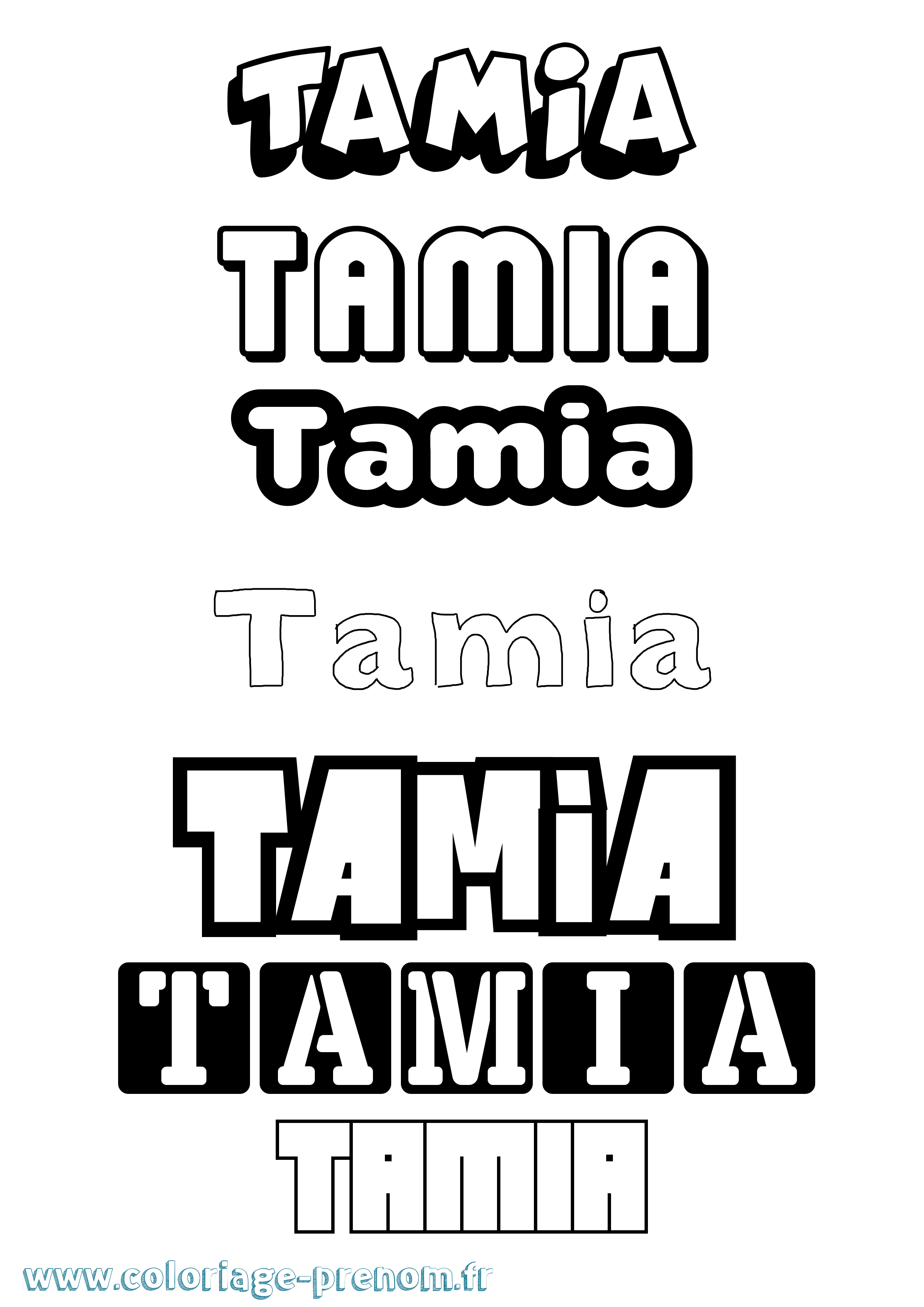 Coloriage prénom Tamia Simple