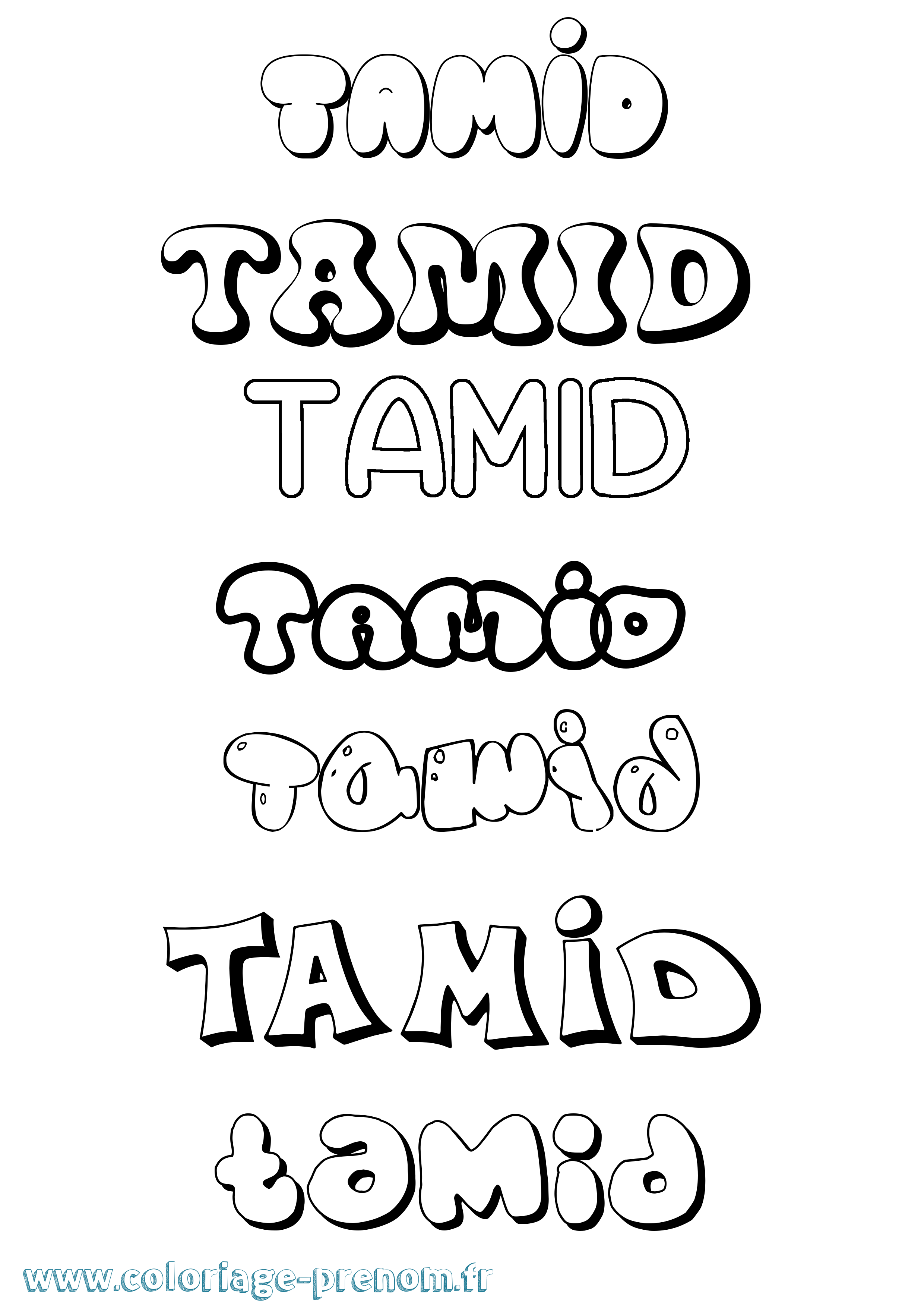 Coloriage prénom Tamid Bubble