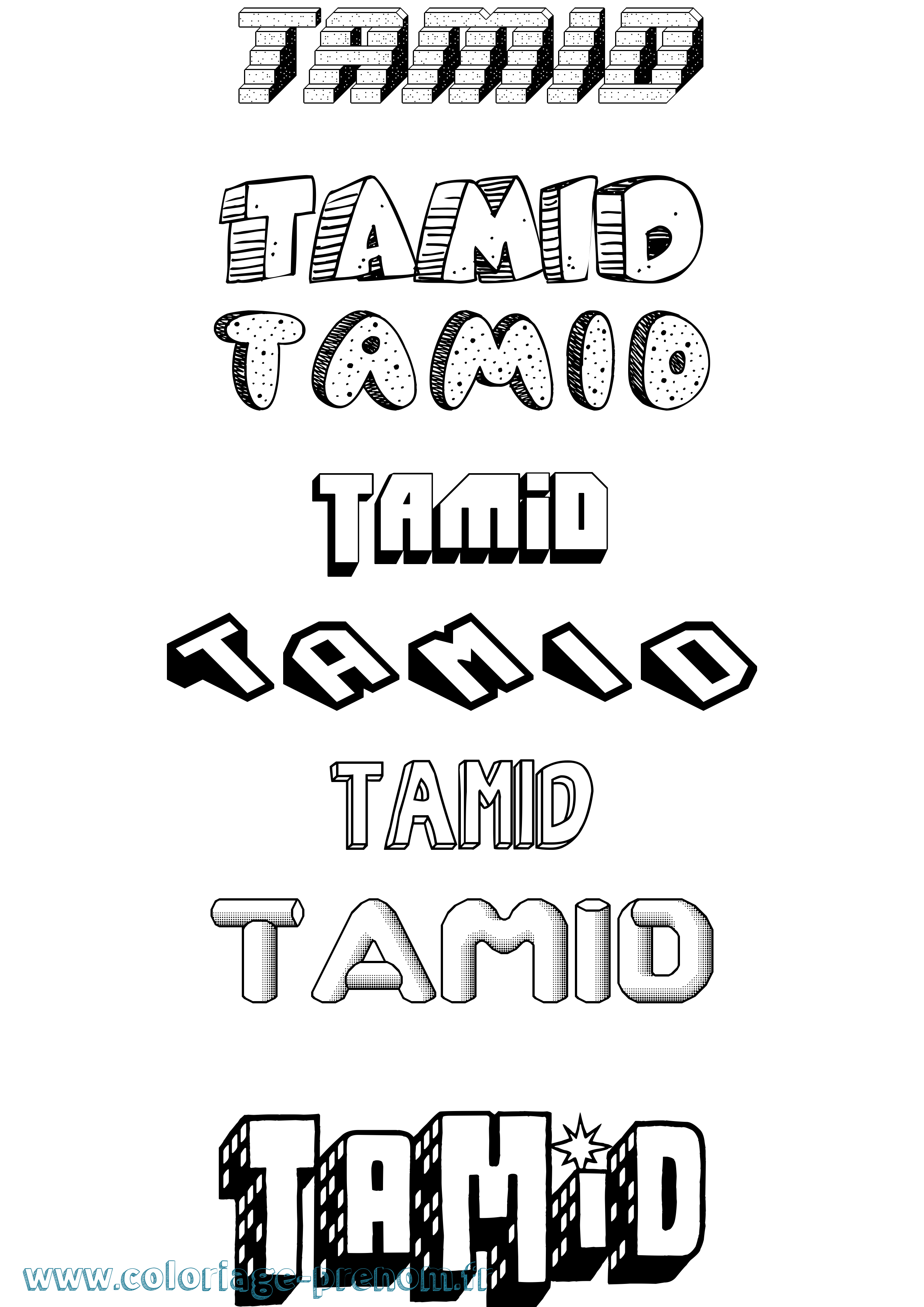 Coloriage prénom Tamid Effet 3D
