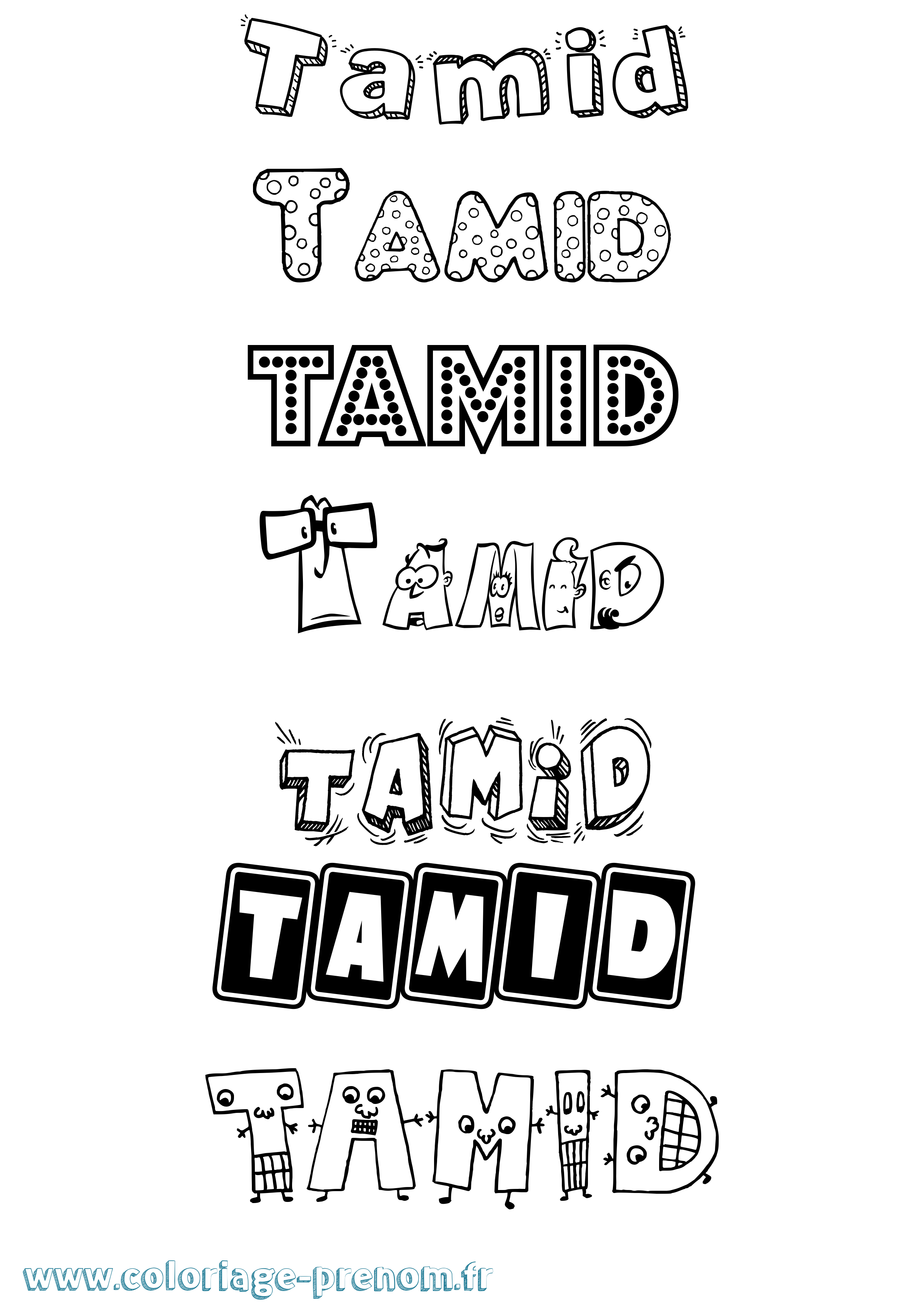 Coloriage prénom Tamid Fun