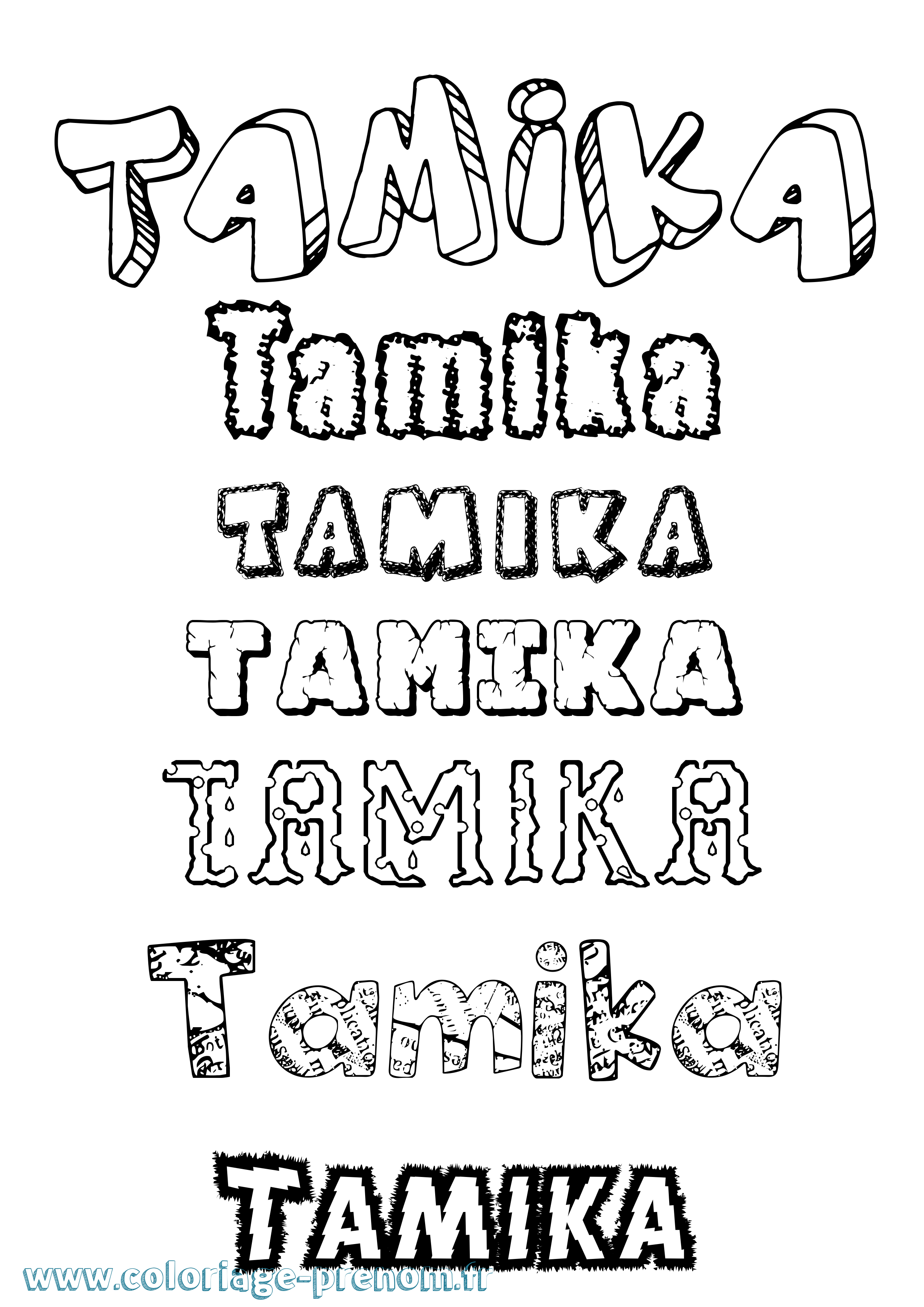 Coloriage prénom Tamika Destructuré