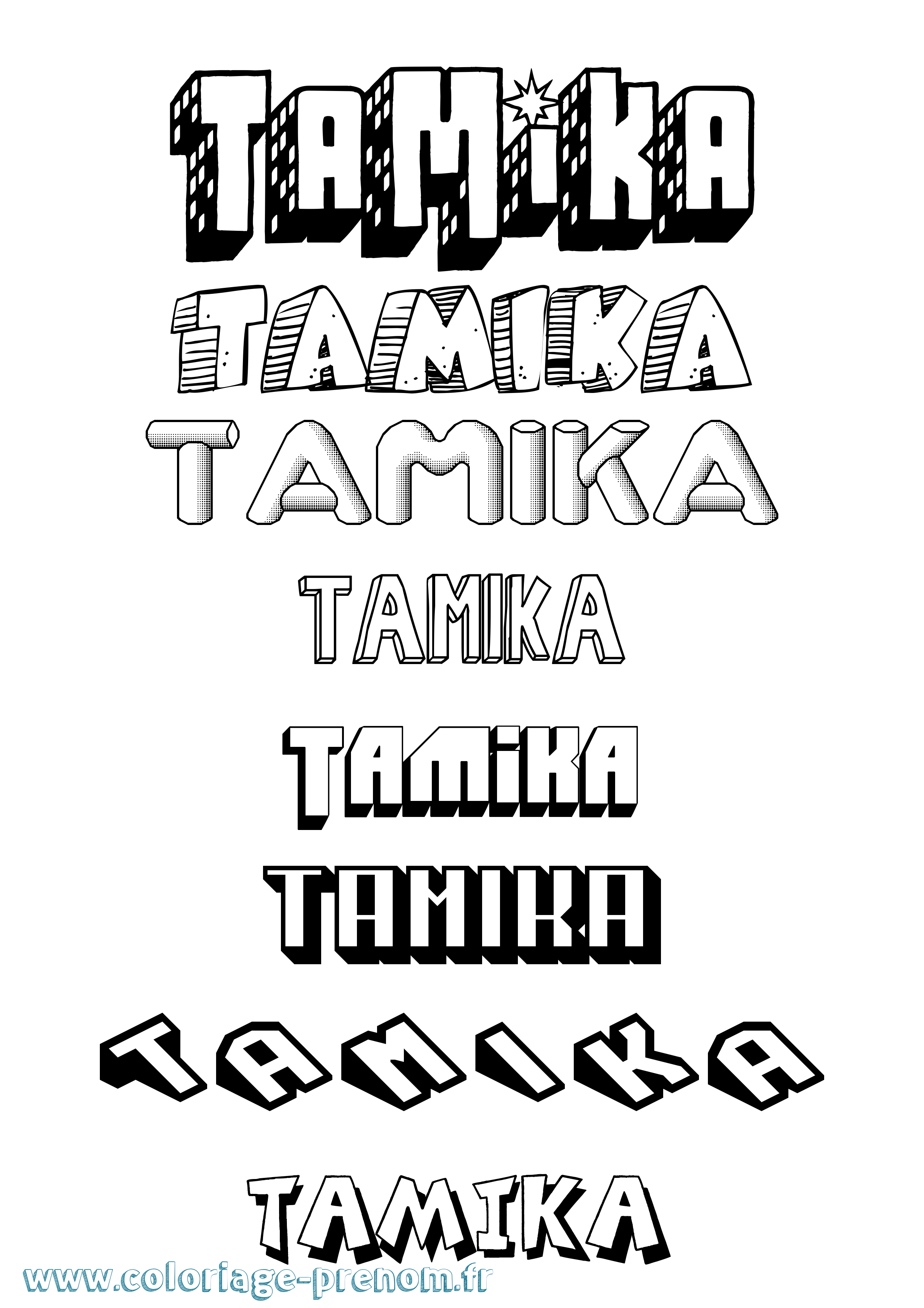 Coloriage prénom Tamika Effet 3D