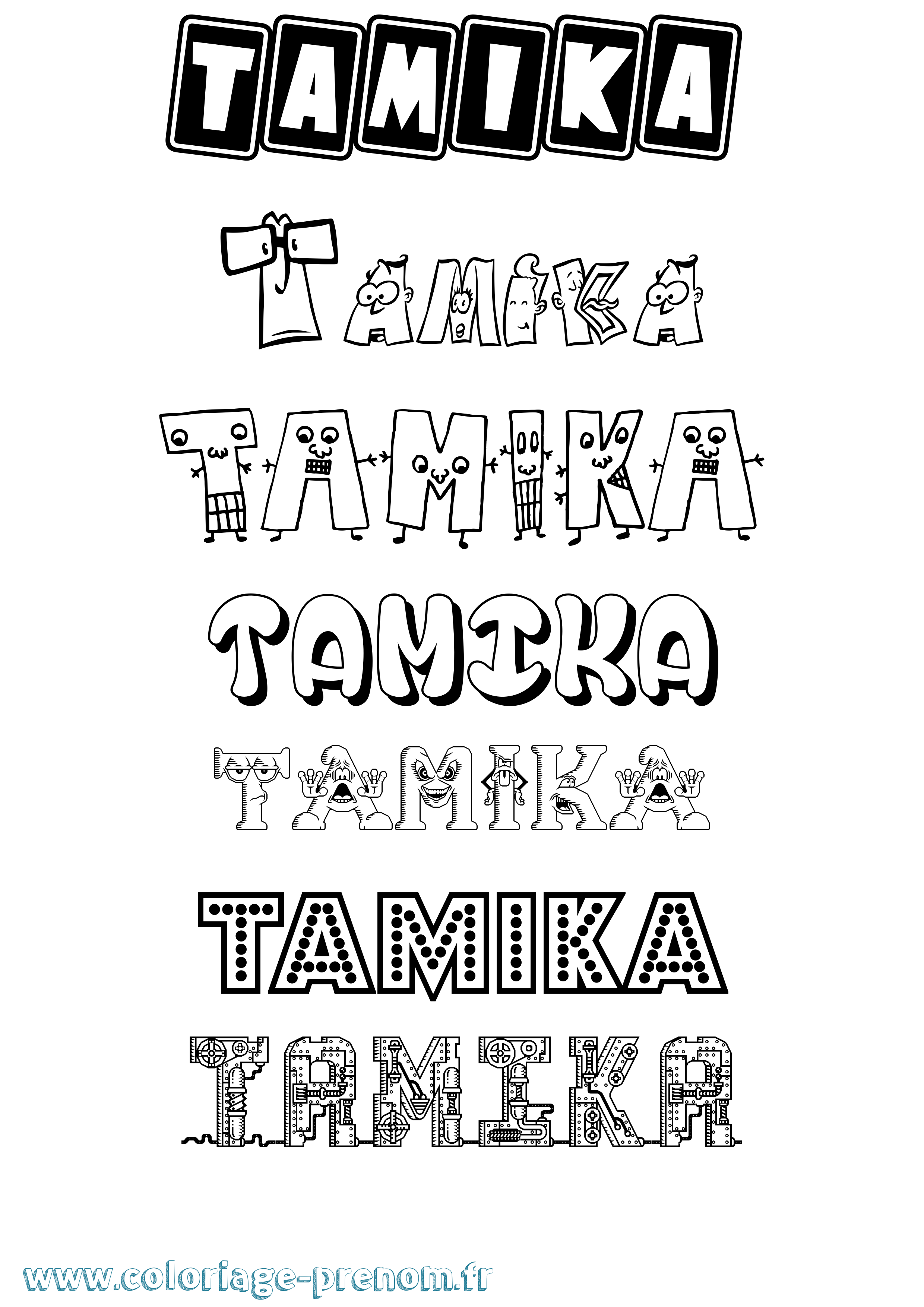 Coloriage prénom Tamika Fun