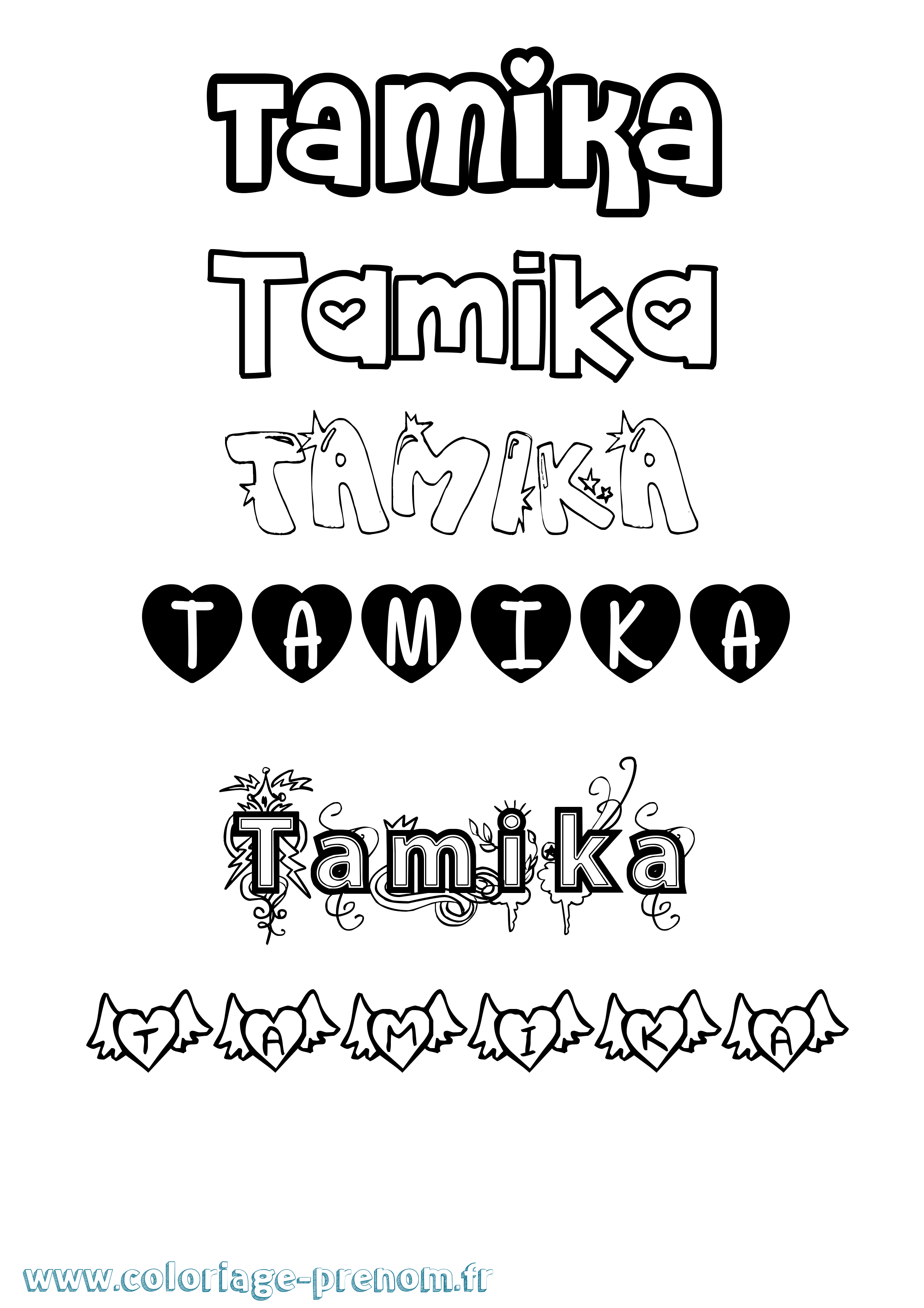 Coloriage prénom Tamika Girly