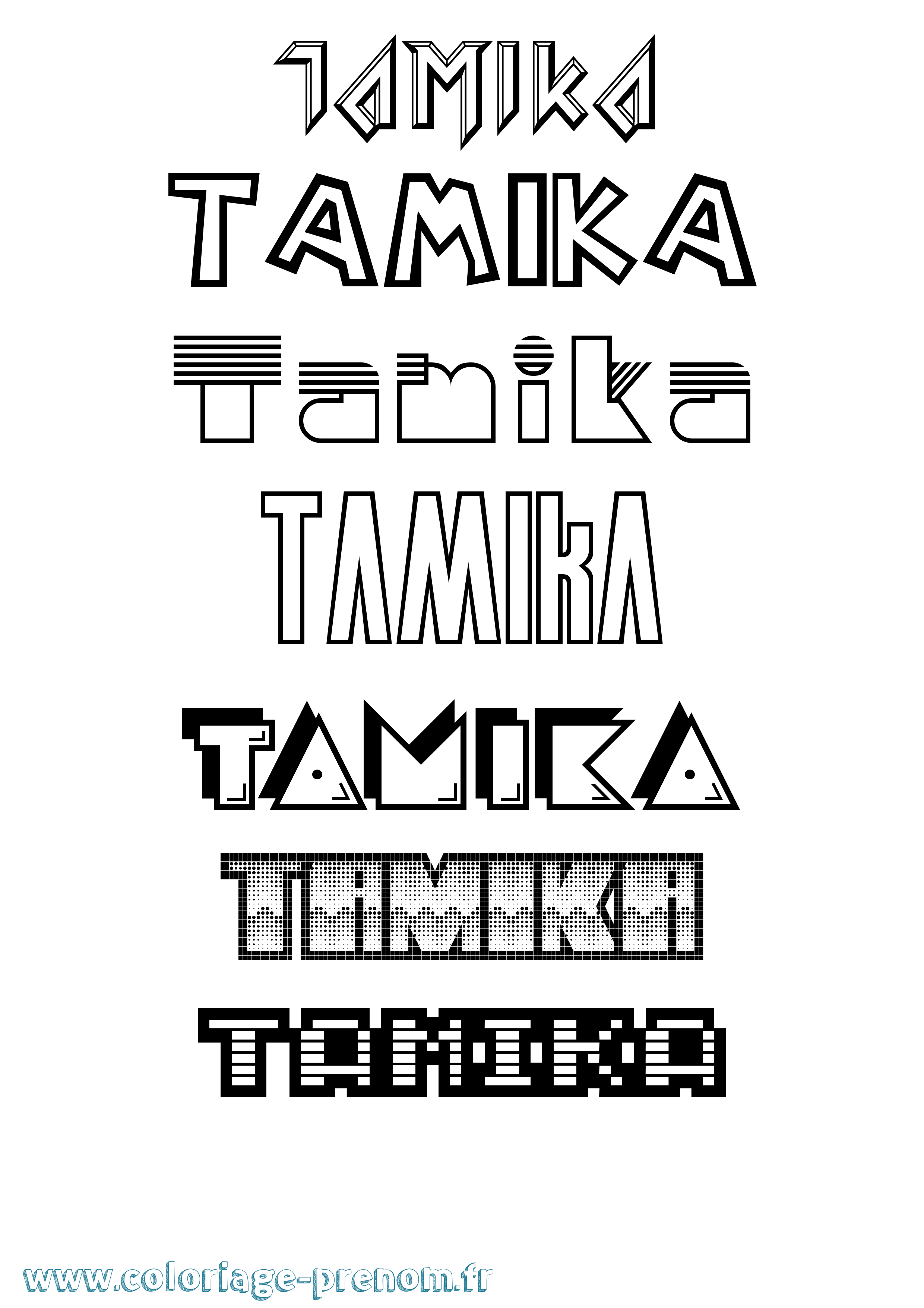 Coloriage prénom Tamika Jeux Vidéos