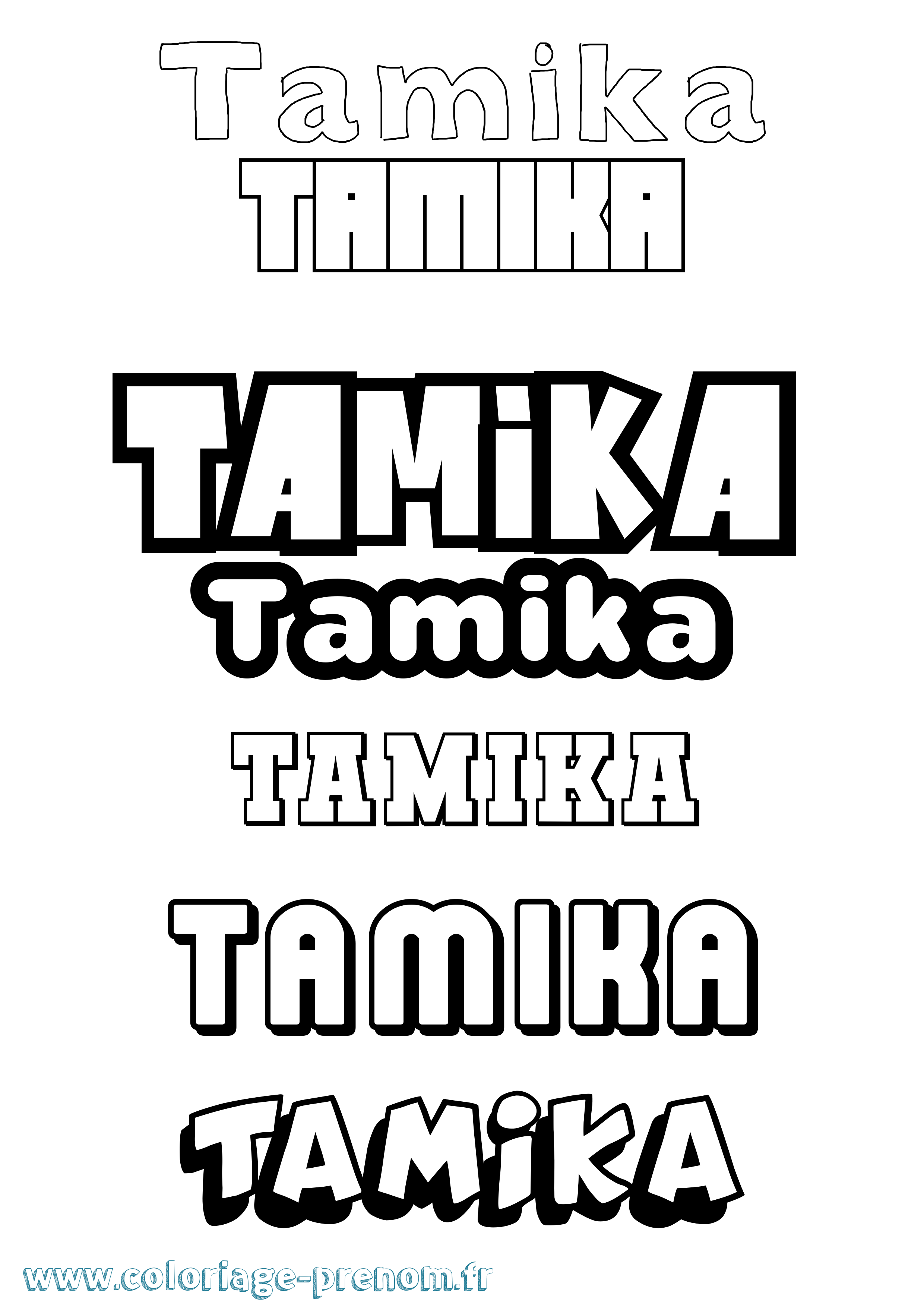 Coloriage prénom Tamika Simple