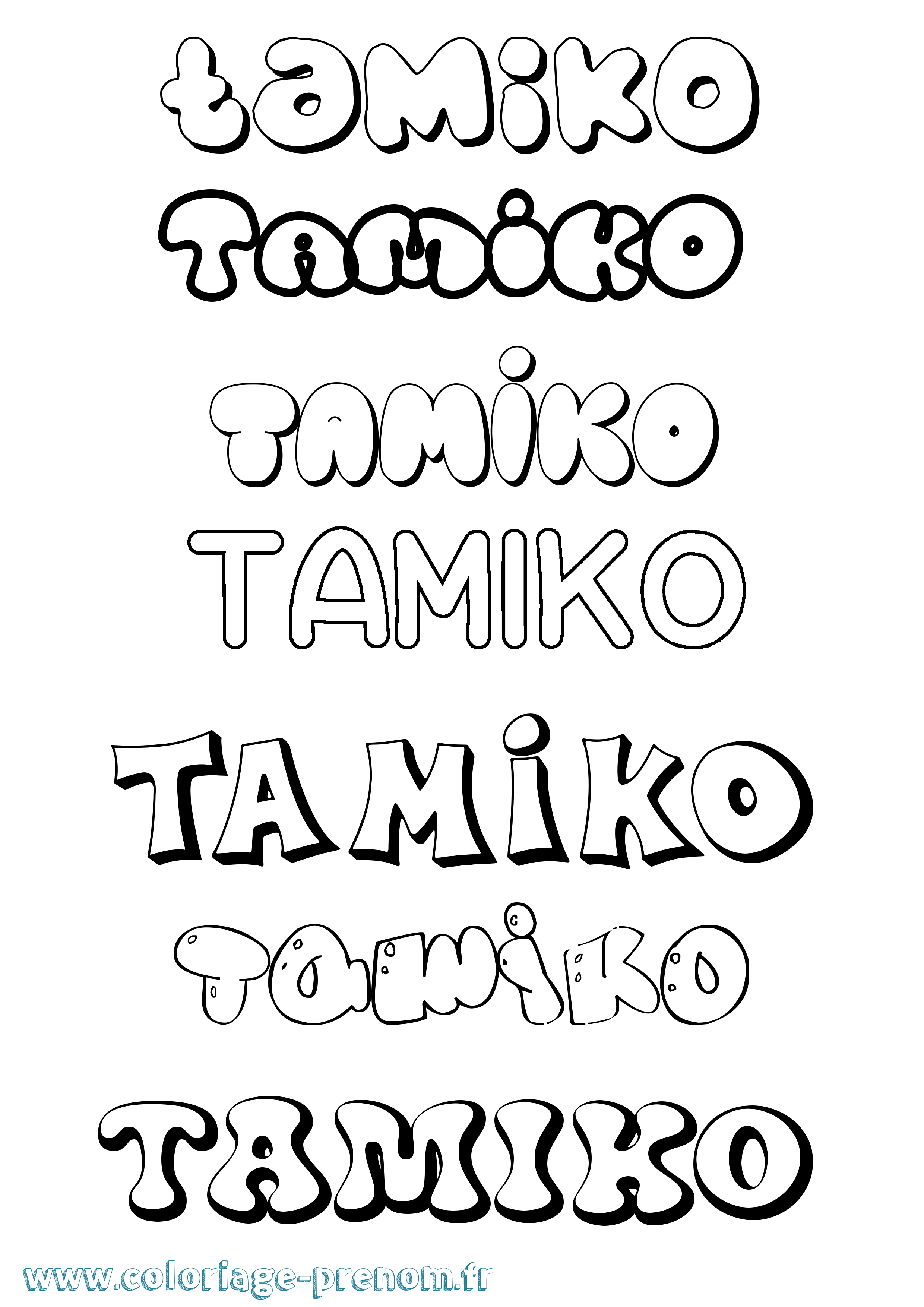 Coloriage prénom Tamiko Bubble