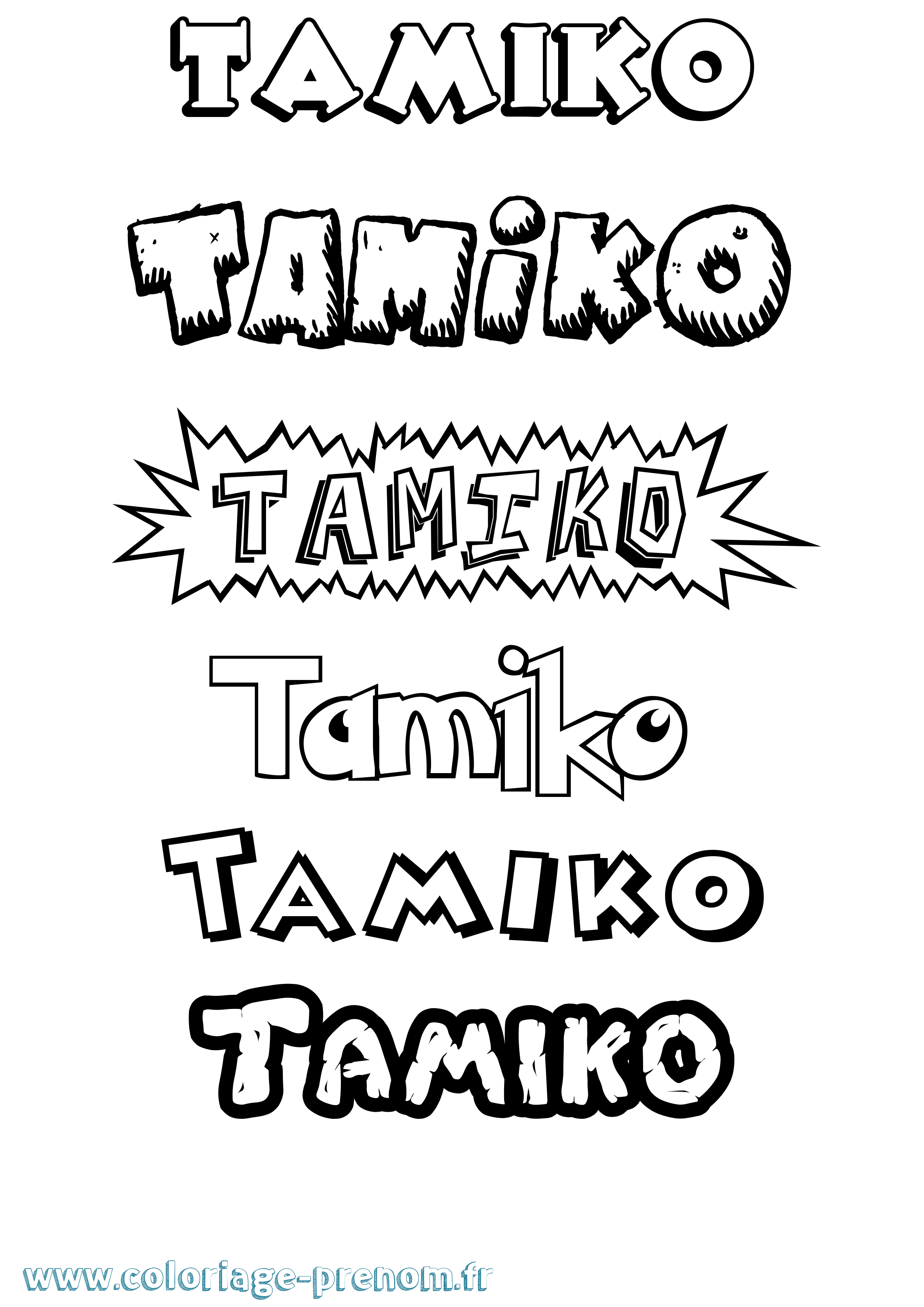 Coloriage prénom Tamiko Dessin Animé