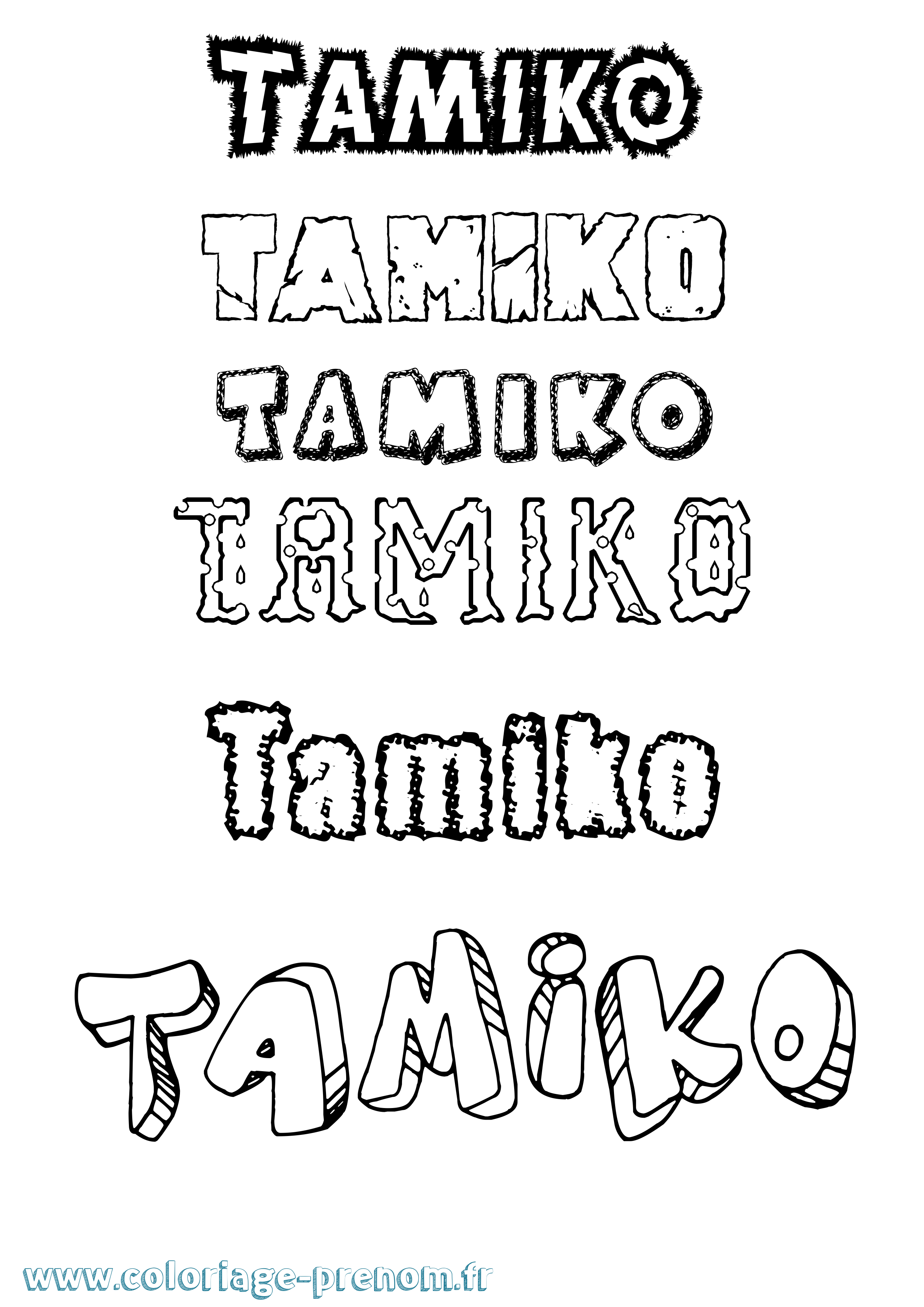 Coloriage prénom Tamiko Destructuré