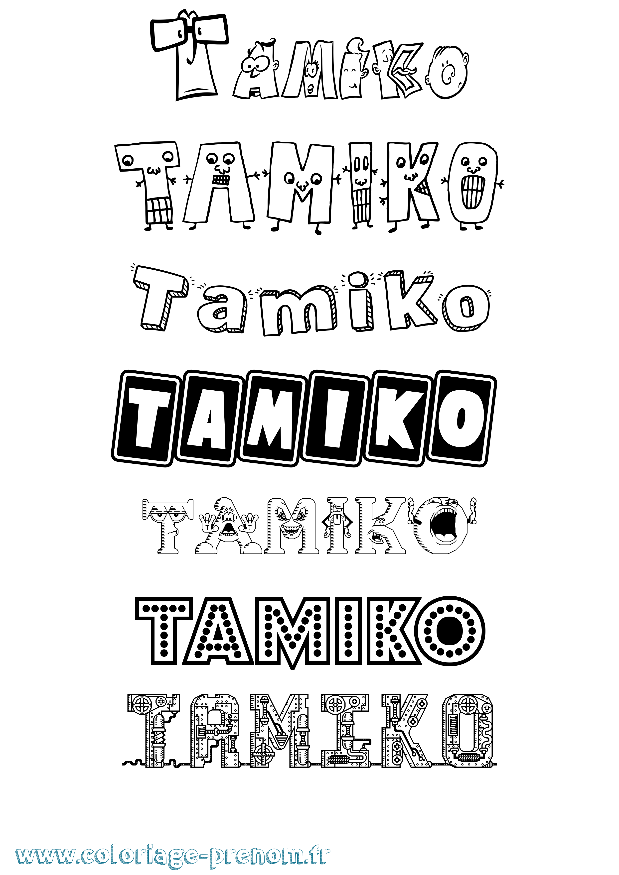 Coloriage prénom Tamiko Fun