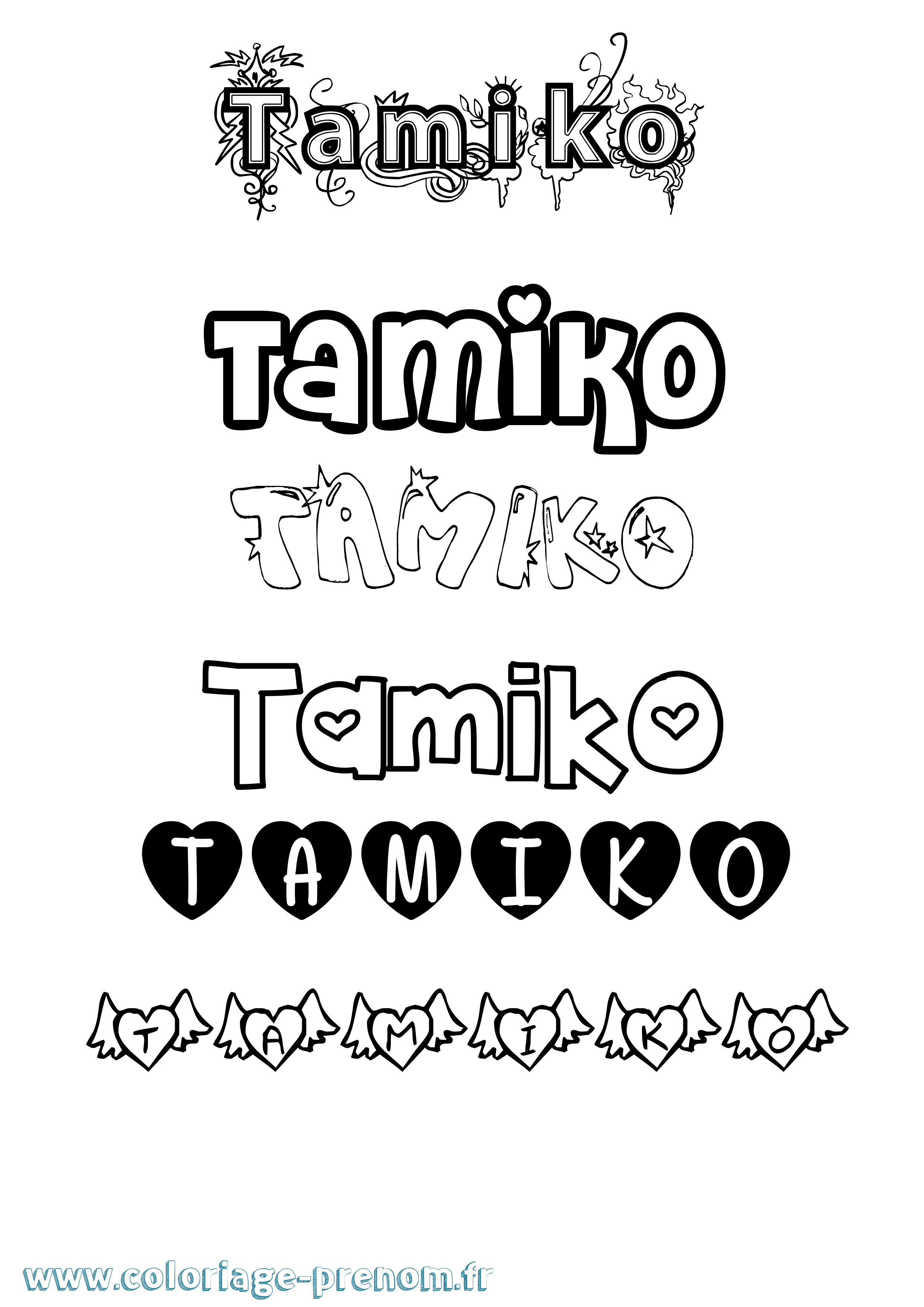 Coloriage prénom Tamiko Girly