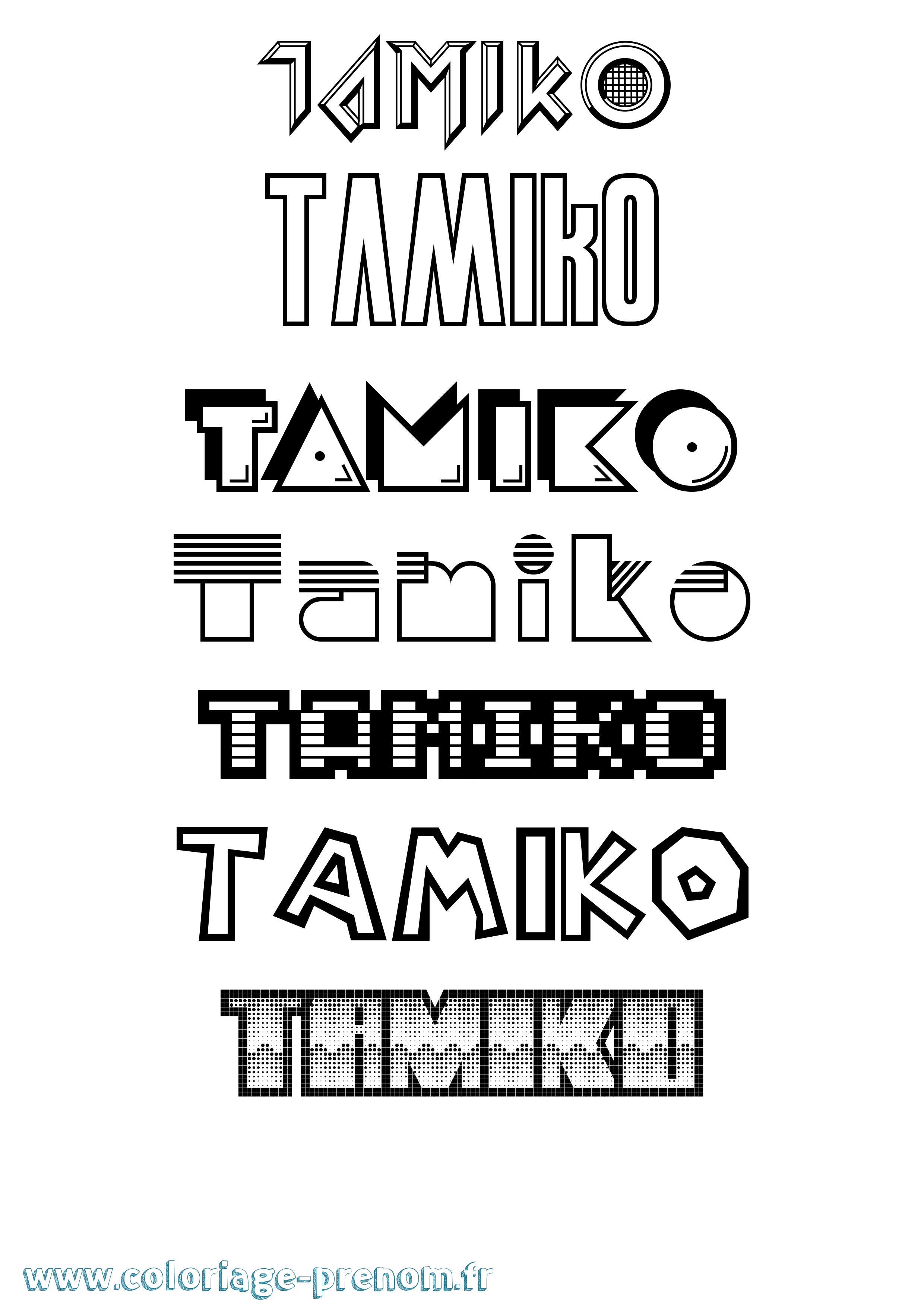 Coloriage prénom Tamiko Jeux Vidéos