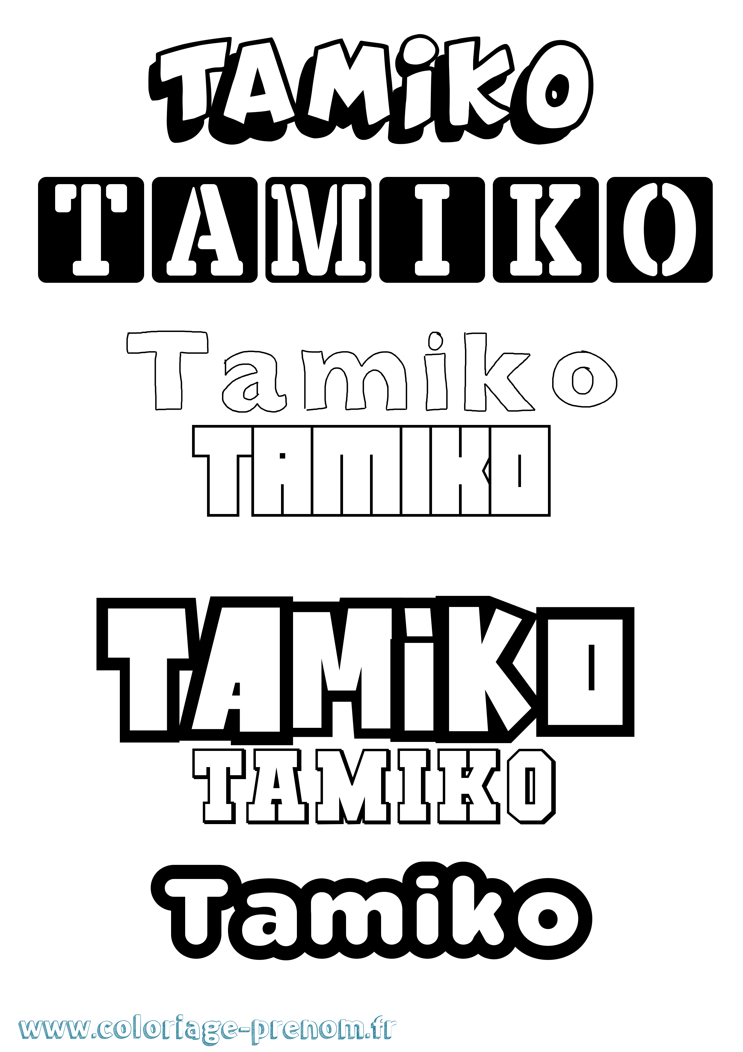 Coloriage prénom Tamiko Simple