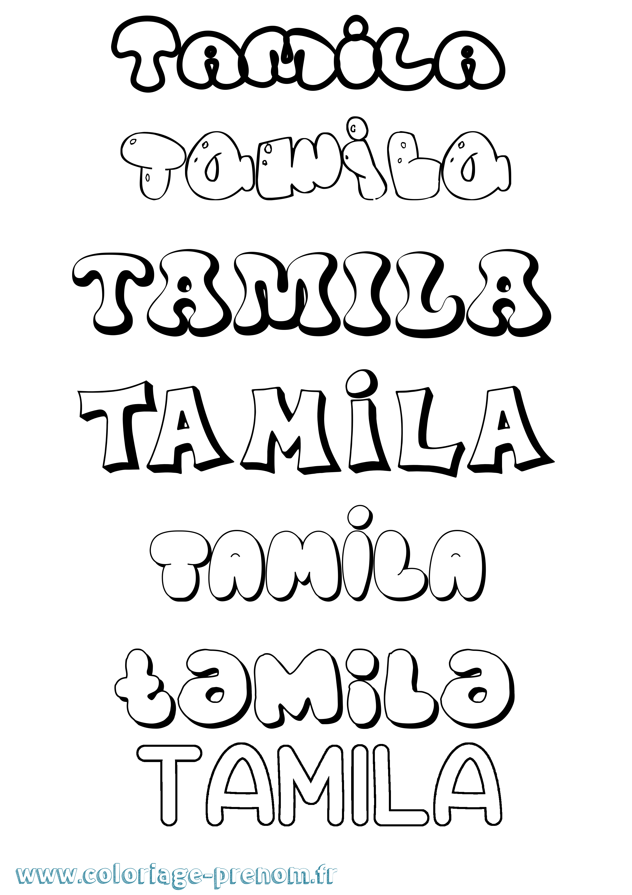Coloriage Tamila Bubble Coloriage prénom Tamila Bubble