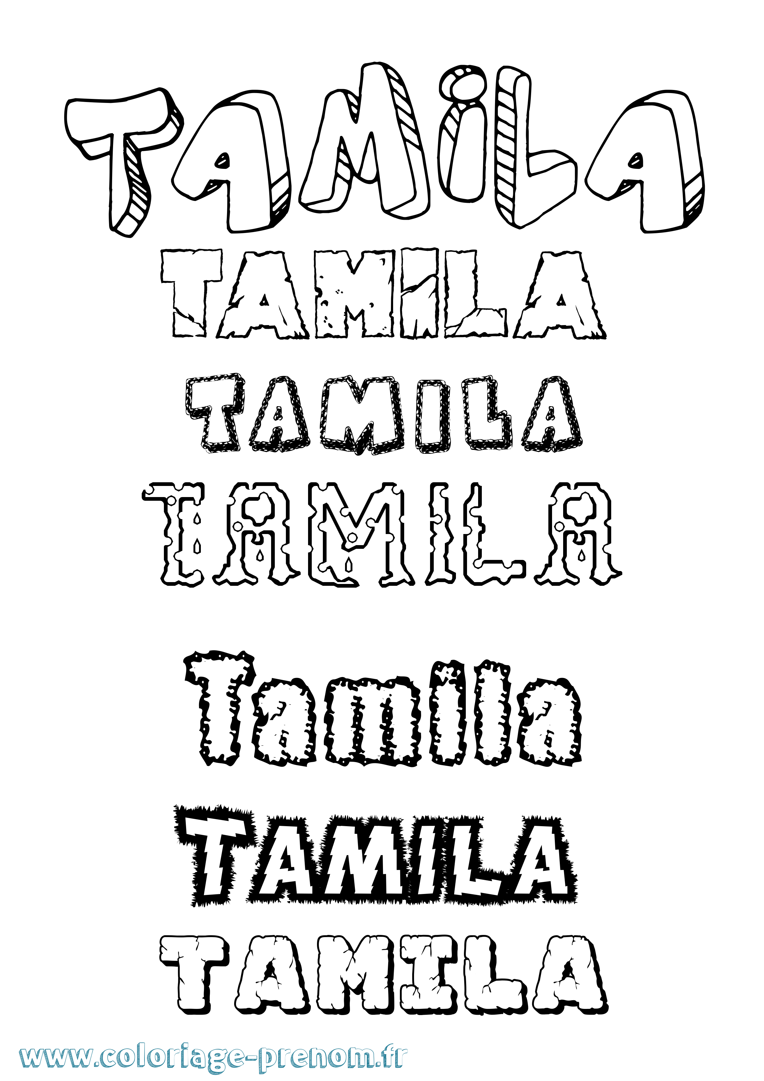 Coloriage Tamila Destructuré Coloriage prénom Tamila Destructuré