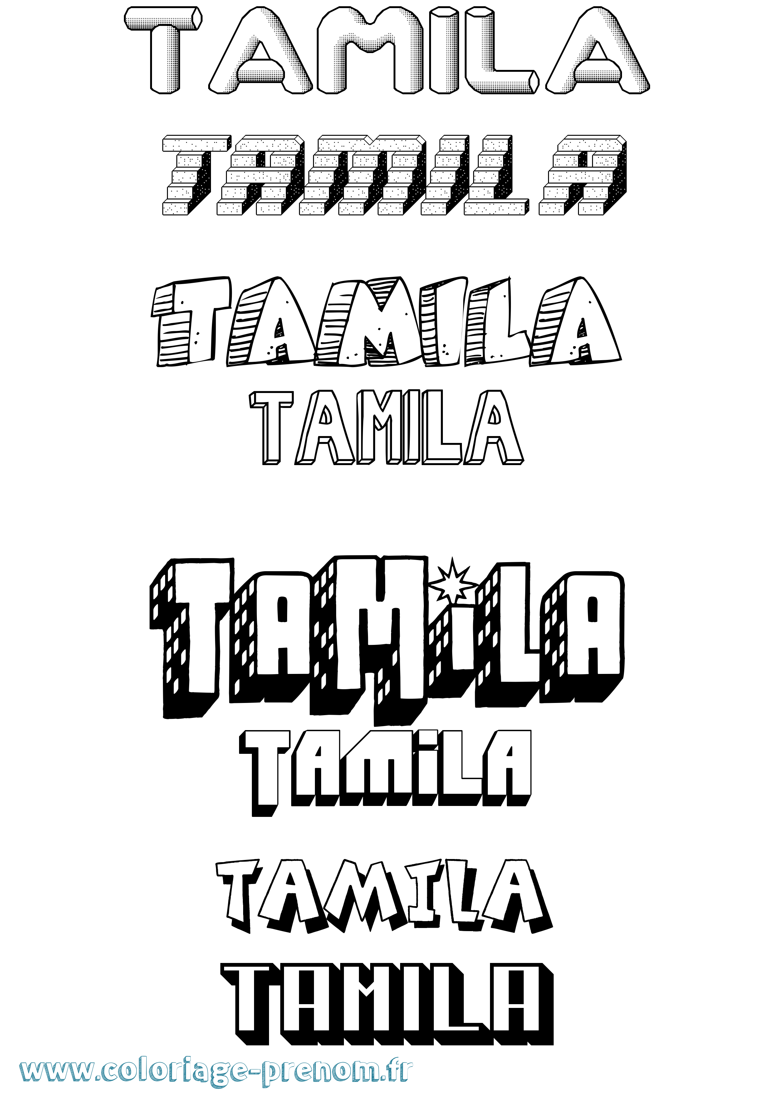 Coloriage Tamila Effet 3D Coloriage prénom Tamila Effet 3D