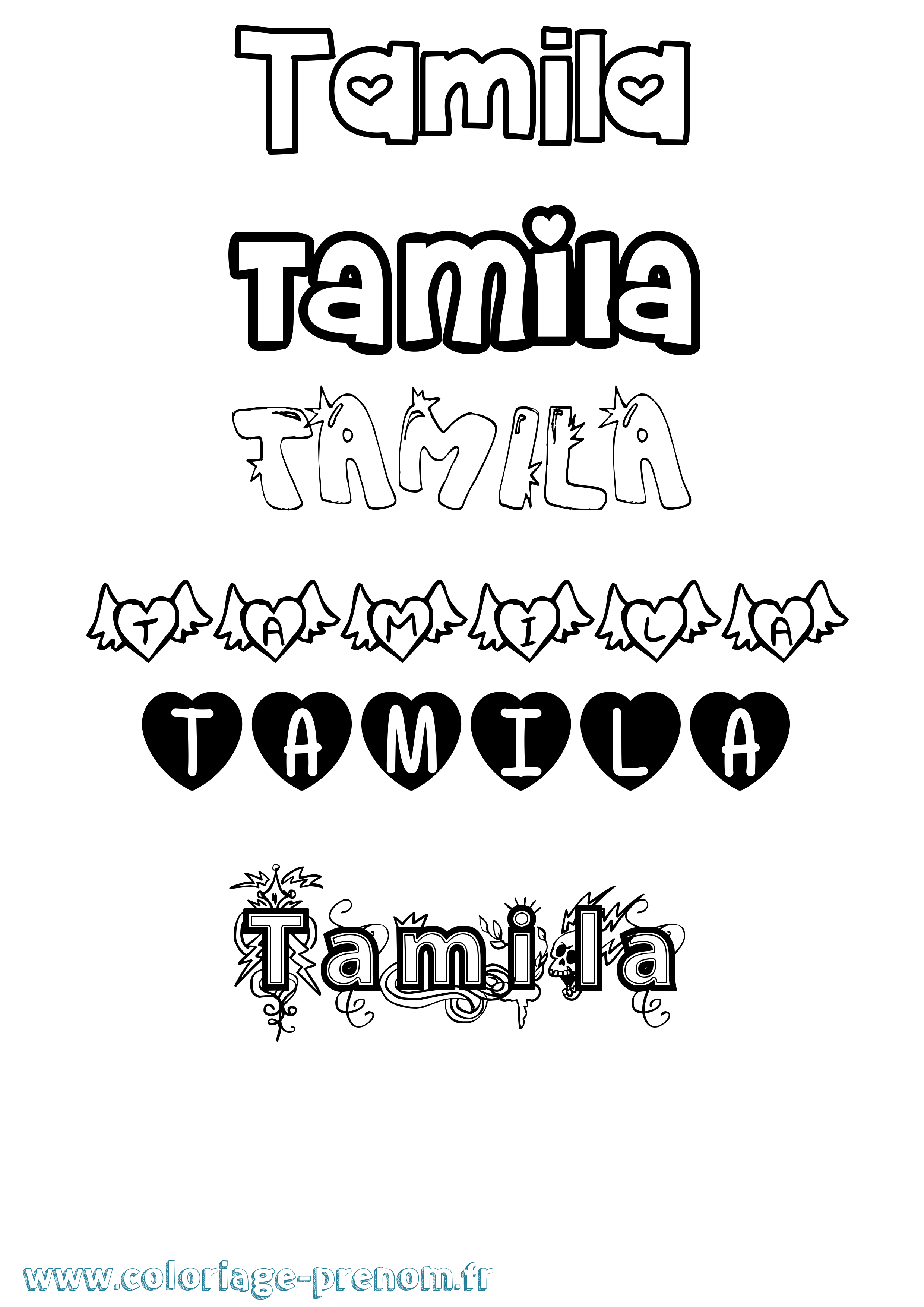 Coloriage Tamila Girly Coloriage prénom Tamila Girly